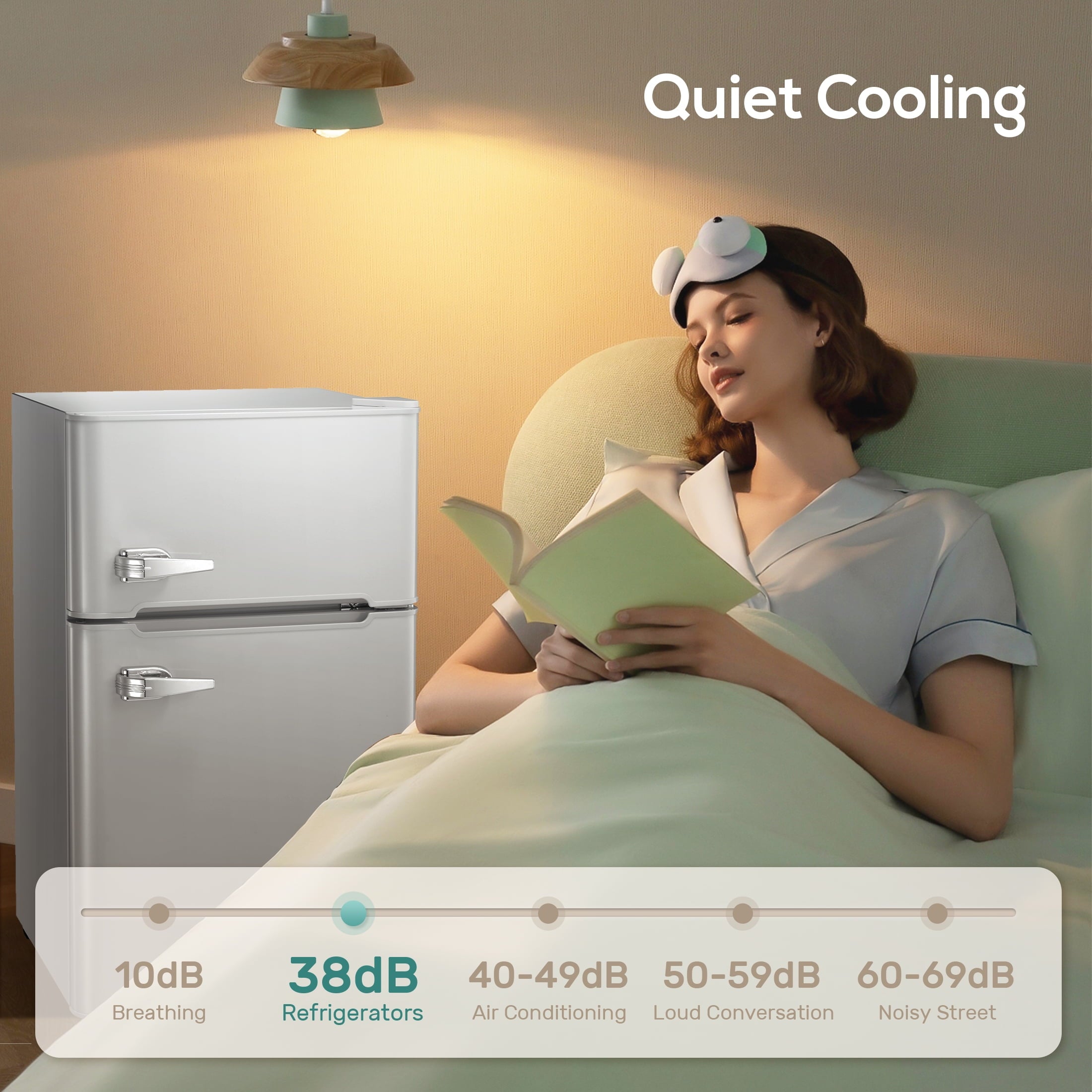 Auseo 3.1 Cu.Ft Double Door Mini Fridge with Freezer, Compact Retro Refrigerator for Dorm, Office, Bar, Bedroom, Black