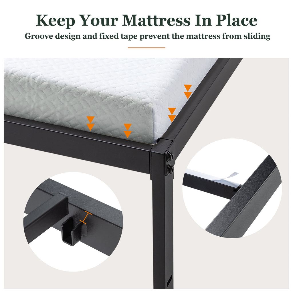 Amolife Heavy Duty Full Size Metal Platform Bed Frame with 16.5'' Large Under Bed Storage Space