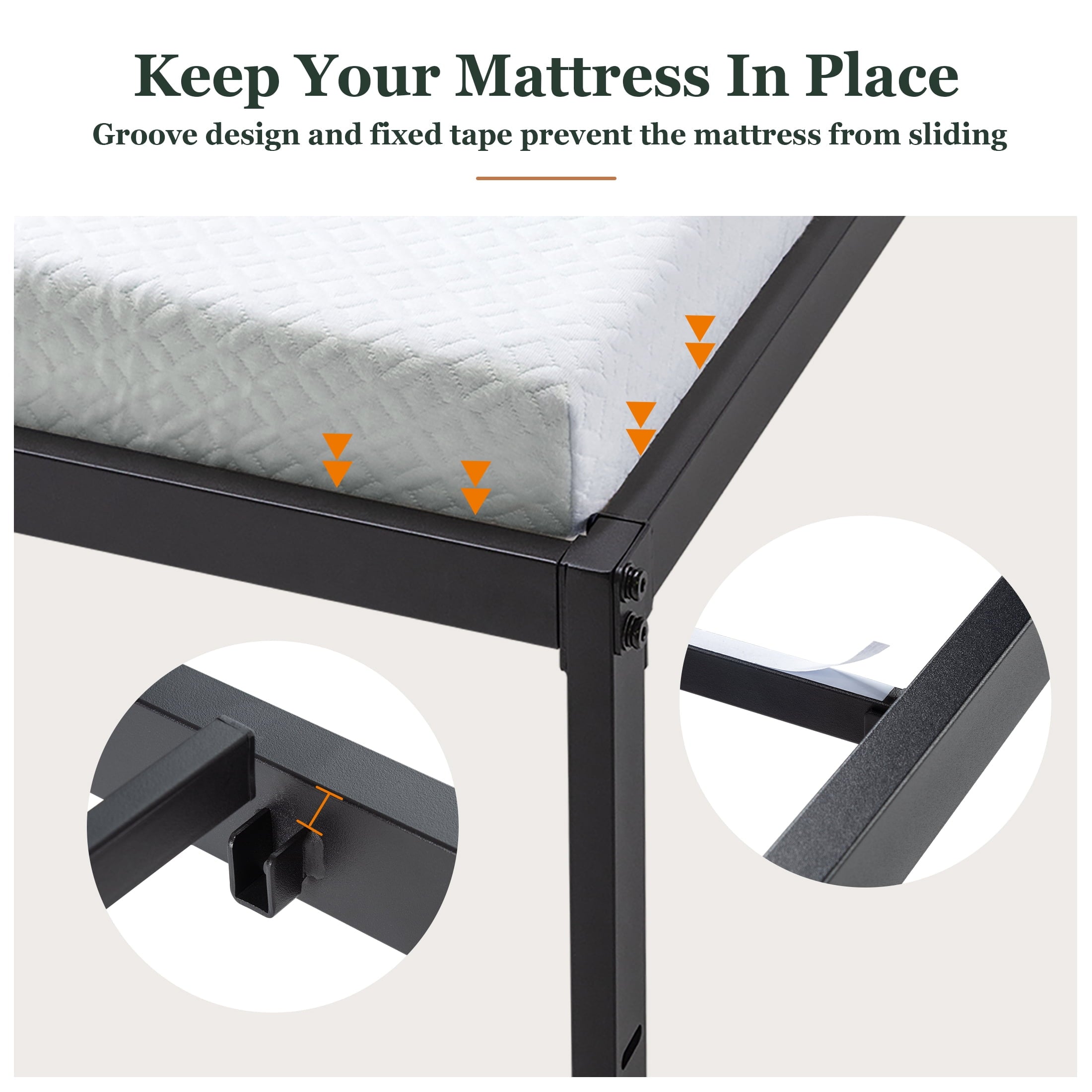 Amolife Heavy Duty Full Size Metal Platform Bed Frame with 16.5'' Large Under Bed Storage Space