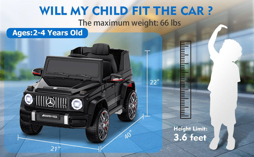 12Volt 1 Seater Mercedes-Benz G63 Licensed Powered Ride on Toy with Remote Control, Gift for Kids Aged 2~4 Years -Red