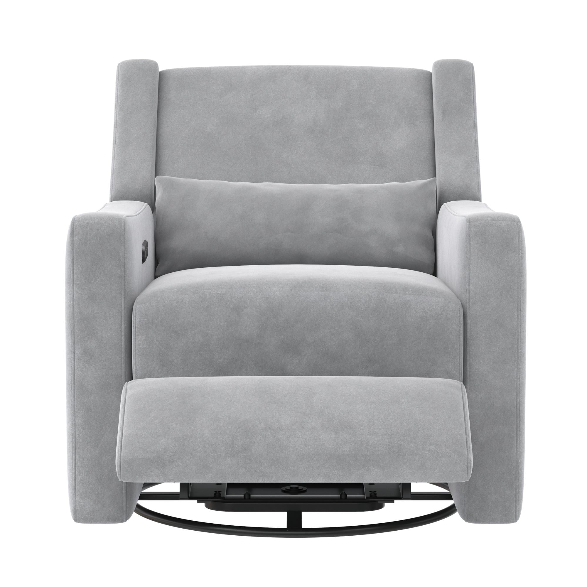 Baby Relax Otto 4-in-1 Nursery Swivel Glider Rocker Power Recliner with USB Ports, Gray Velvet