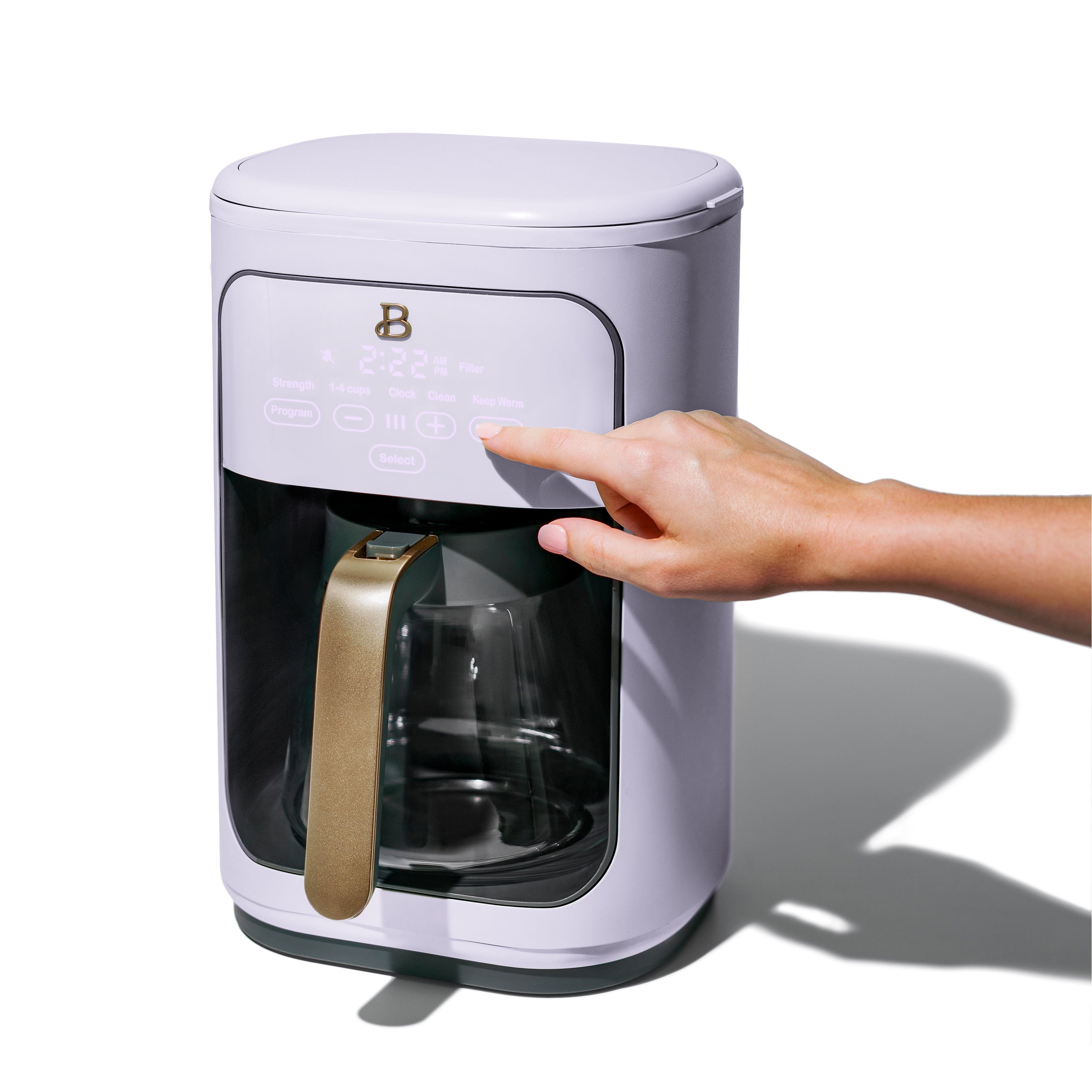 Beautiful 14-Cup Programmable Drip Coffee Maker with Touch-Activated Display, White Icing by Drew Barrymore