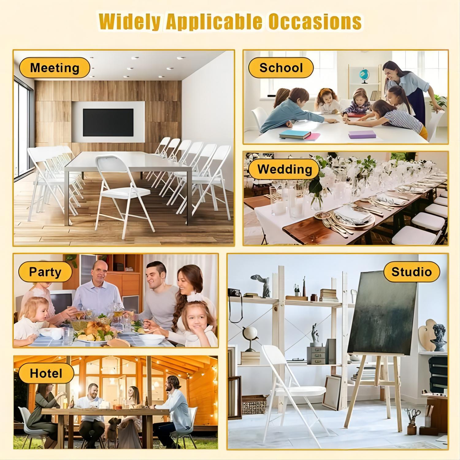 AKIUDEX 6 Pack White Folding Chairs with Padded Seats for Outdoor & Indoor