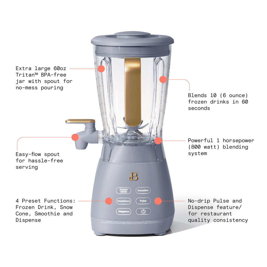 Beautiful Slush Crush 60 oz 4-Speed Frozen Drink Maker, White Icing by Drew Barrymore