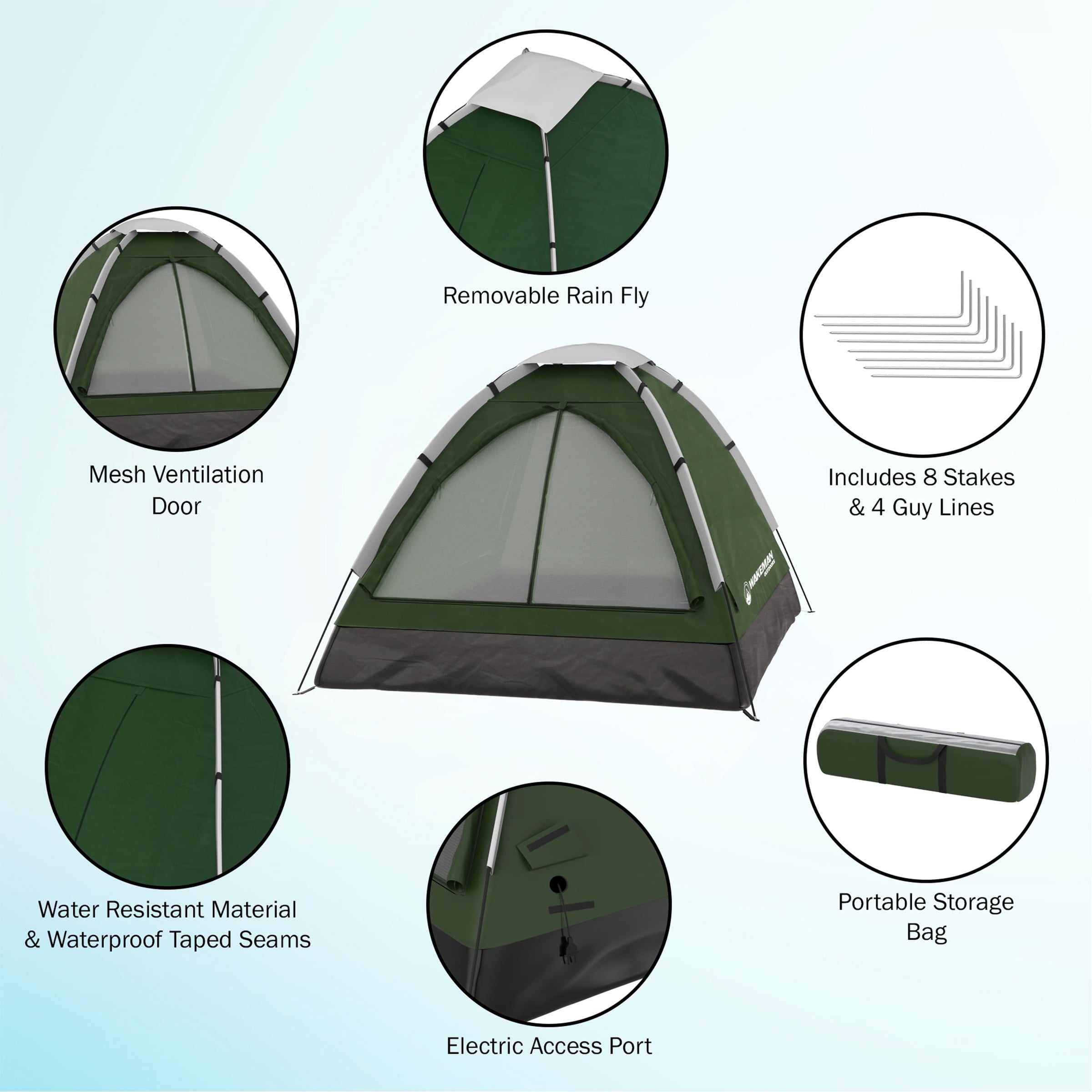 2-Person Dome Tent- Rain Fly & Carry Bag- Easy Set Up-Great for Camping Backpacking Hiking & Outdoor Music Festivals by Wakeman Outdoors (Yellow)