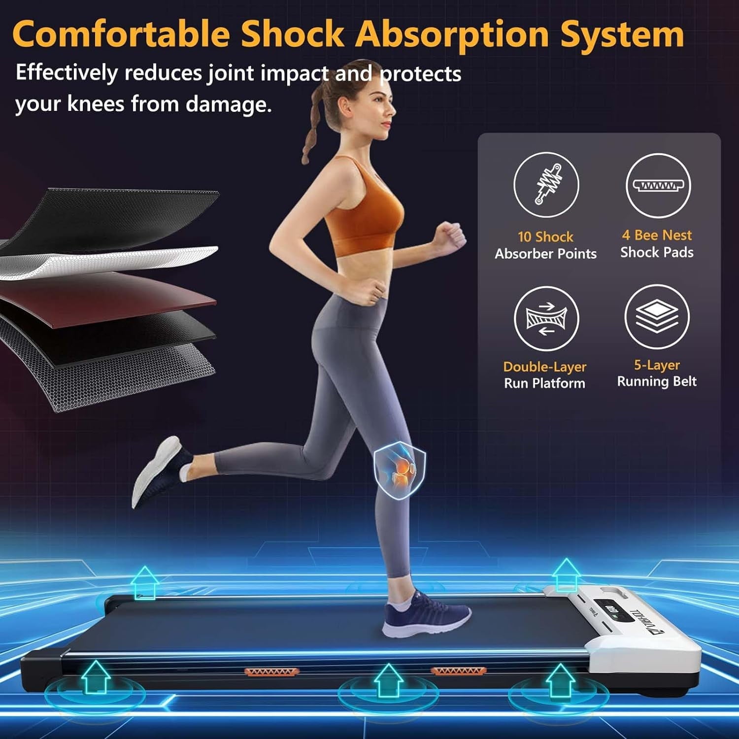 AMZFUN Under Desk Treadmill, Walking Pad 2 in 1 for Walking and Jogging (Black)