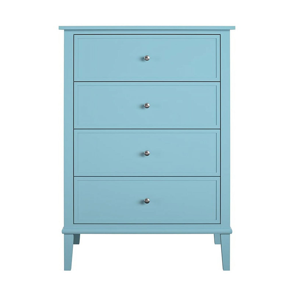 Ameriwood Home Lennon Tall 5 Drawer Dresser, Medium Brown and Faux Rattan