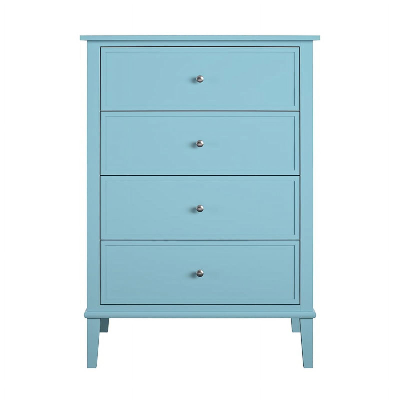 Ameriwood Home Lennon Tall 5 Drawer Dresser, Medium Brown and Faux Rattan