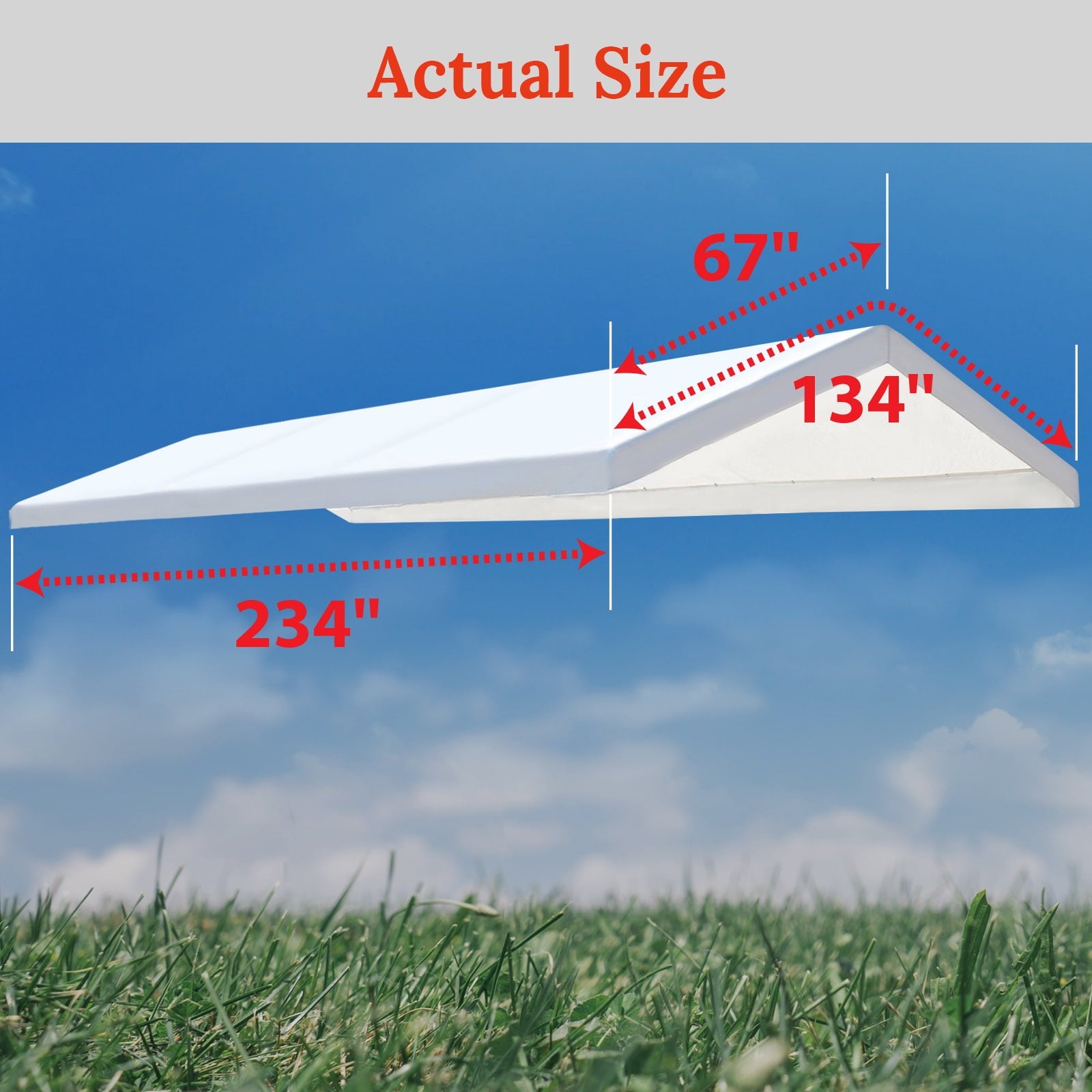 10'x20' Carport Replacement Canopy Cover for Tent Top Garage Shelter Cover with Ball Bungees (Only Cover, Frame is not Included)