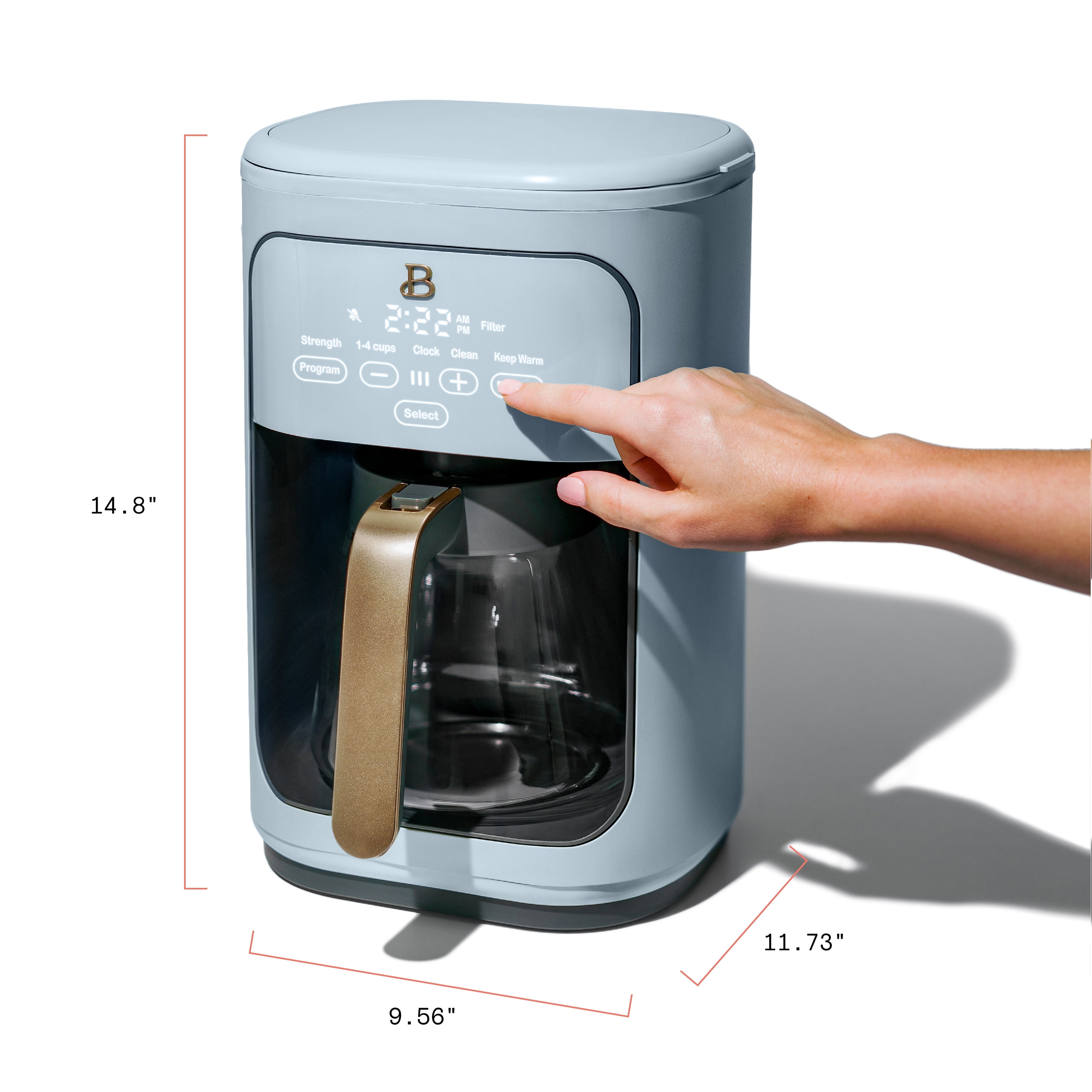 Beautiful 14-Cup Programmable Drip Coffee Maker with Touch-Activated Display, White Icing by Drew Barrymore