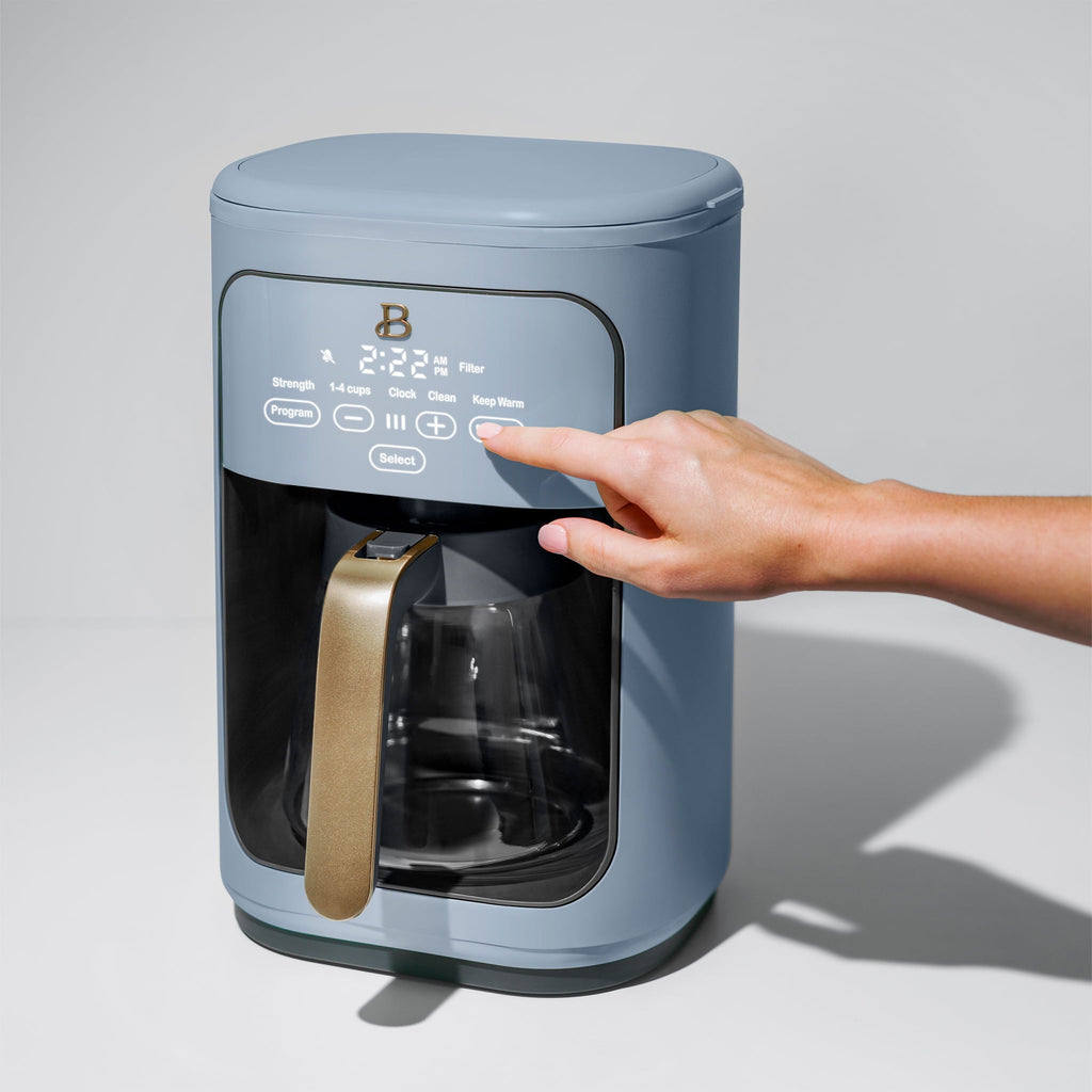 Beautiful 14-Cup Programmable Drip Coffee Maker with Touch-Activated Display, White Icing by Drew Barrymore