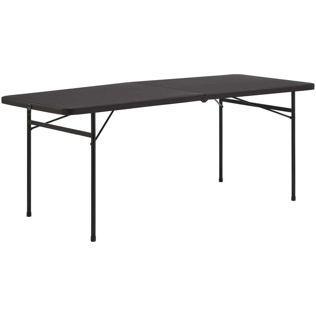 6 Foot Bi-Fold Plastic Folding Table  Black