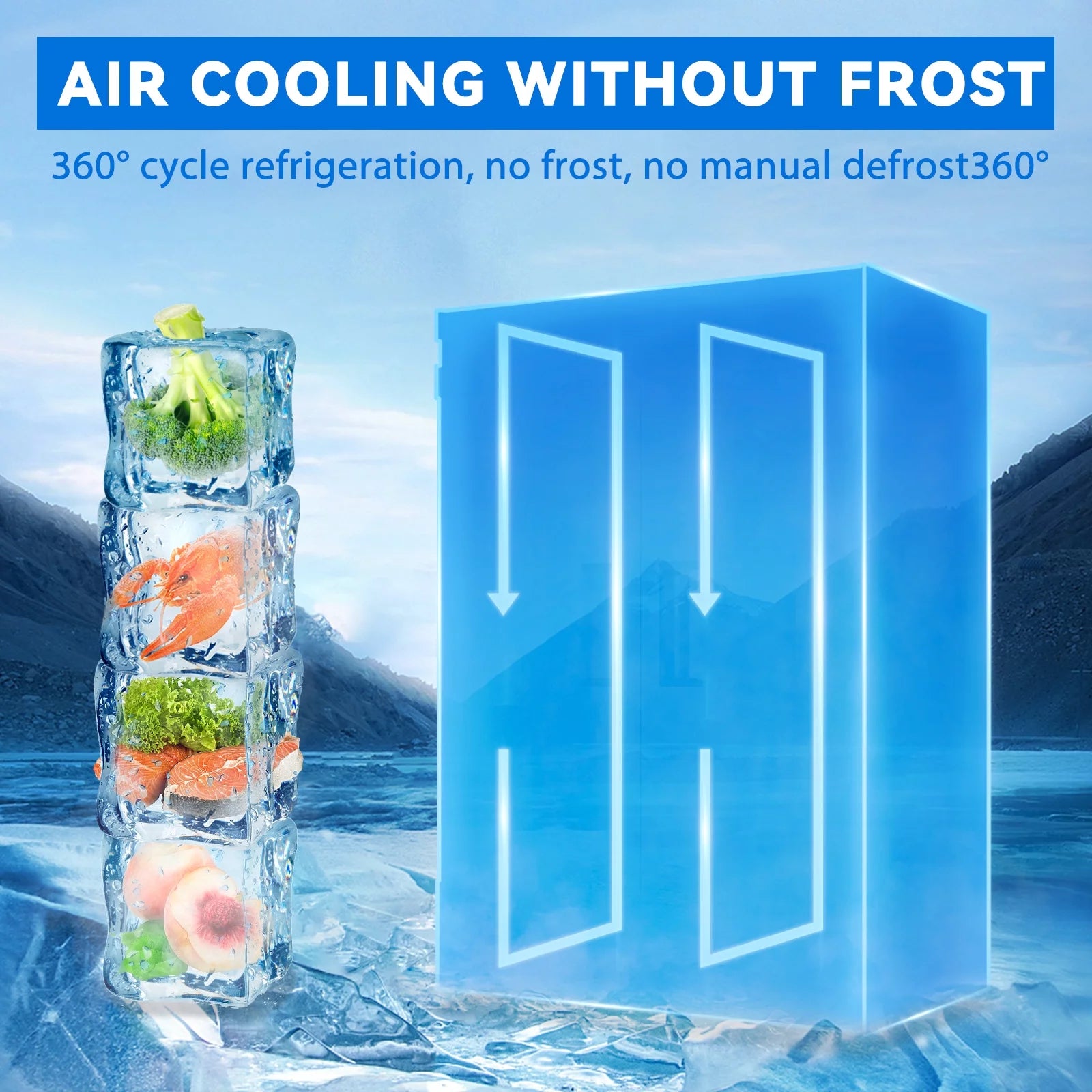 54"W Commercial Refrigerator, 2 Section Reach-in Solid Door, 49 Cu.ft Stainless Steel Upright Commercial Refrigerator, for Restaurant Shop Bar Residentials