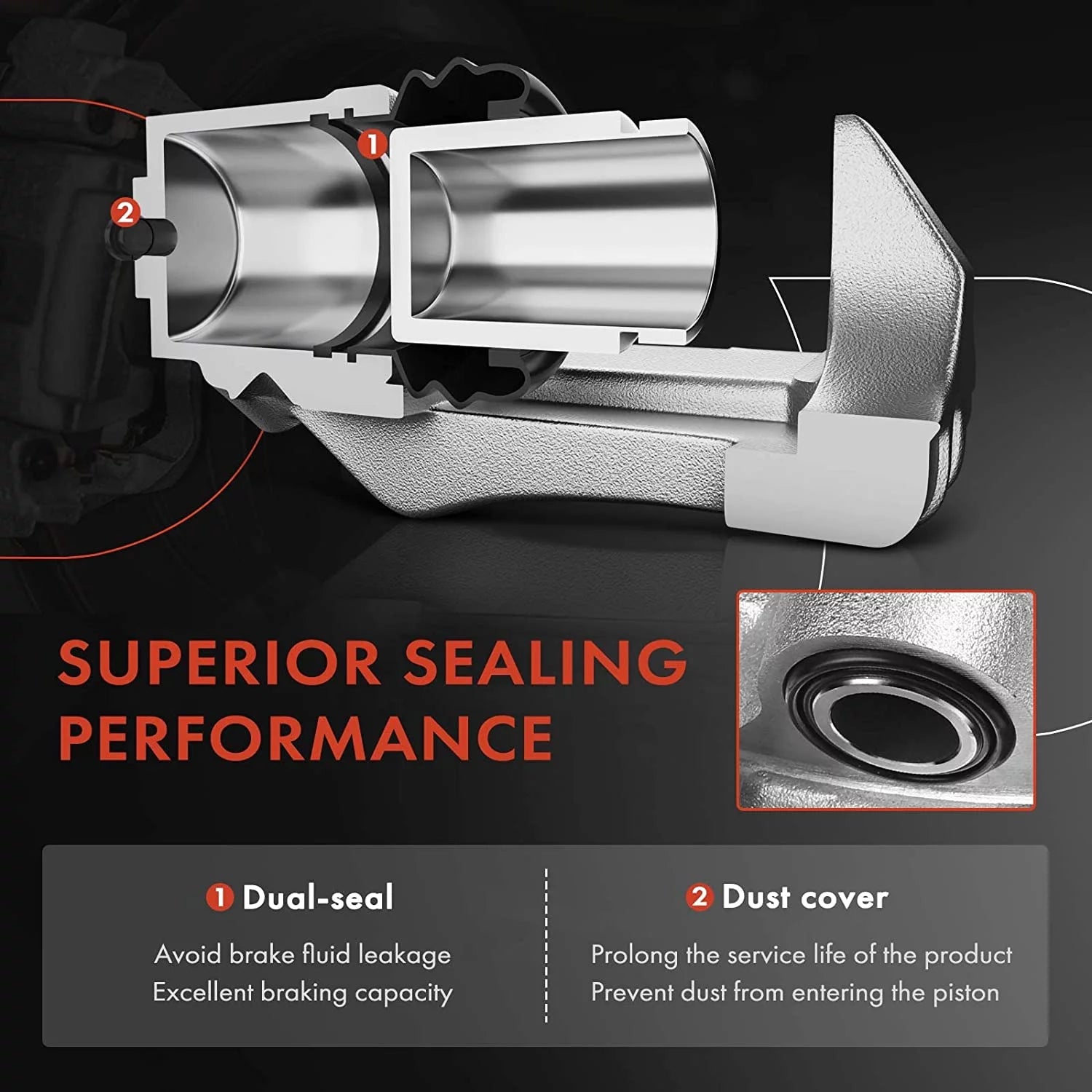 A-Premium Disc Brake Caliper Assembly with Bracket Compatible with BMW 525i 2004-2006, 528i 2008-2010, 530i 2004-2007 - Front Right Passenger