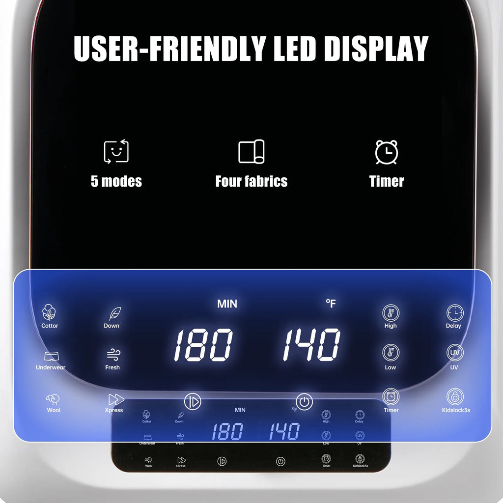 Auertech 850W, 1.6 Cu.ft. Electric Portable Dryer Compact Cloth Dryer, Stainless Steel Tub LCD Panel