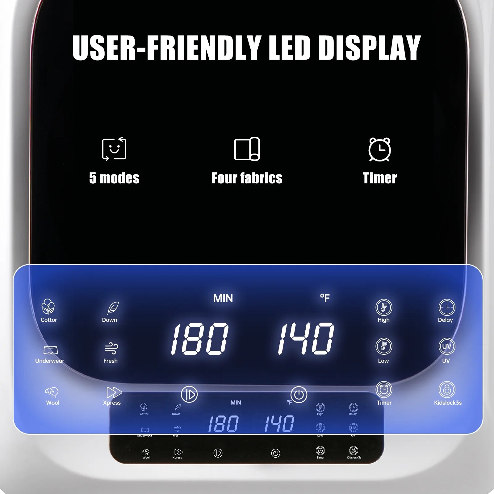 Auertech 850W, 1.6 Cu.ft. Electric Portable Dryer Compact Cloth Dryer, Stainless Steel Tub LCD Panel