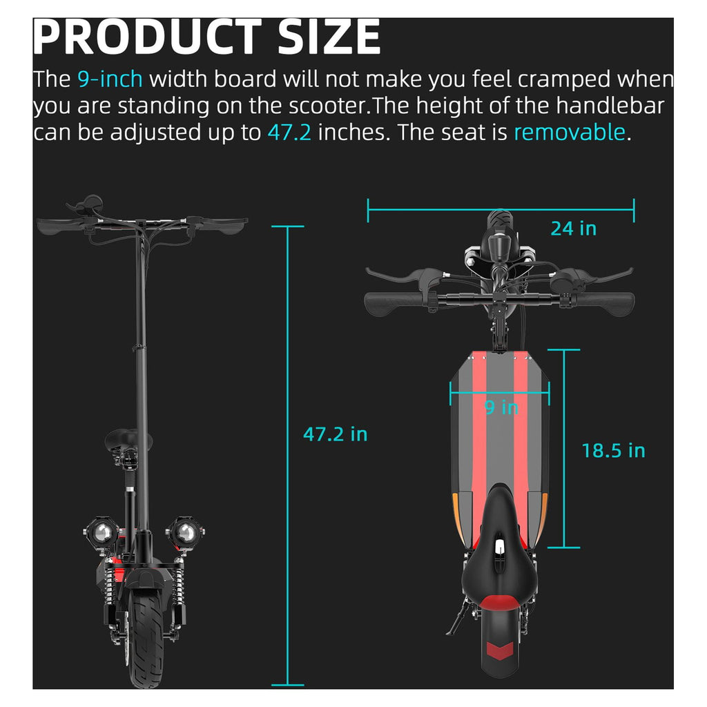 AJOOSOS X500 Electric Scooter with Seat - 40 mph Max Speed, 40 Miles Long Range, 2000W Dual Motor, 300lbs Max Load, Foldable E Scooter for Adults