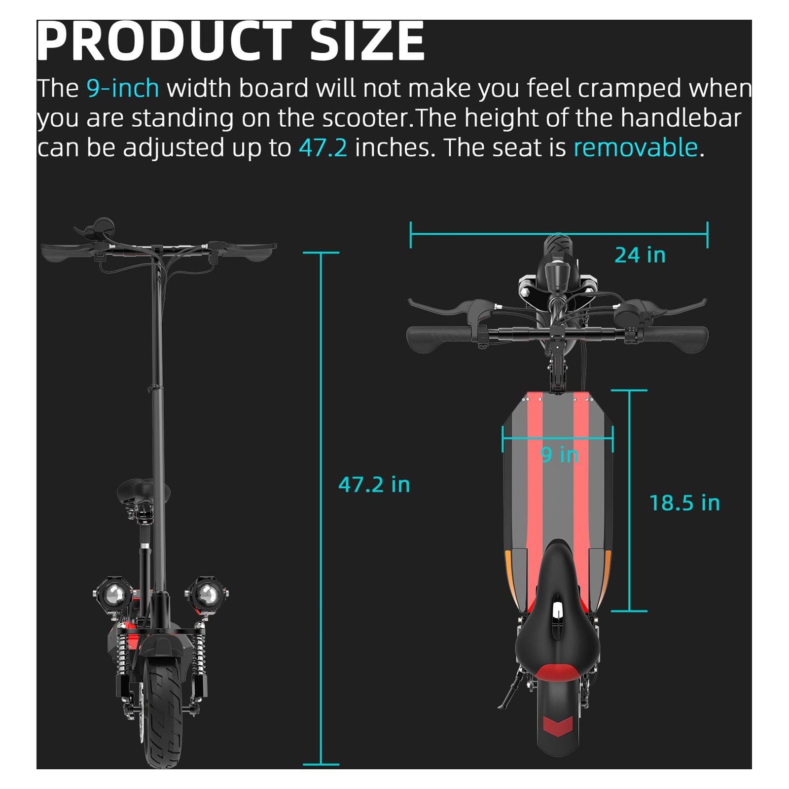 AJOOSOS X500 Electric Scooter with Seat - 40 mph Max Speed, 40 Miles Long Range, 2000W Dual Motor, 300lbs Max Load, Foldable E Scooter for Adults