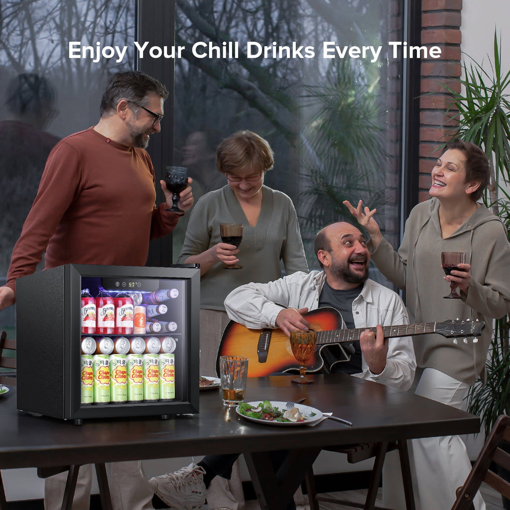 Auseo 1.3 Cu.ft Beverage Refrigerator Cooler - 12 Bottle & 48 Can Mini Fridge, Wine Cooler, Mini Drink Cooler Dispenser with Transparent Glass Door for for Home/Bar/Office