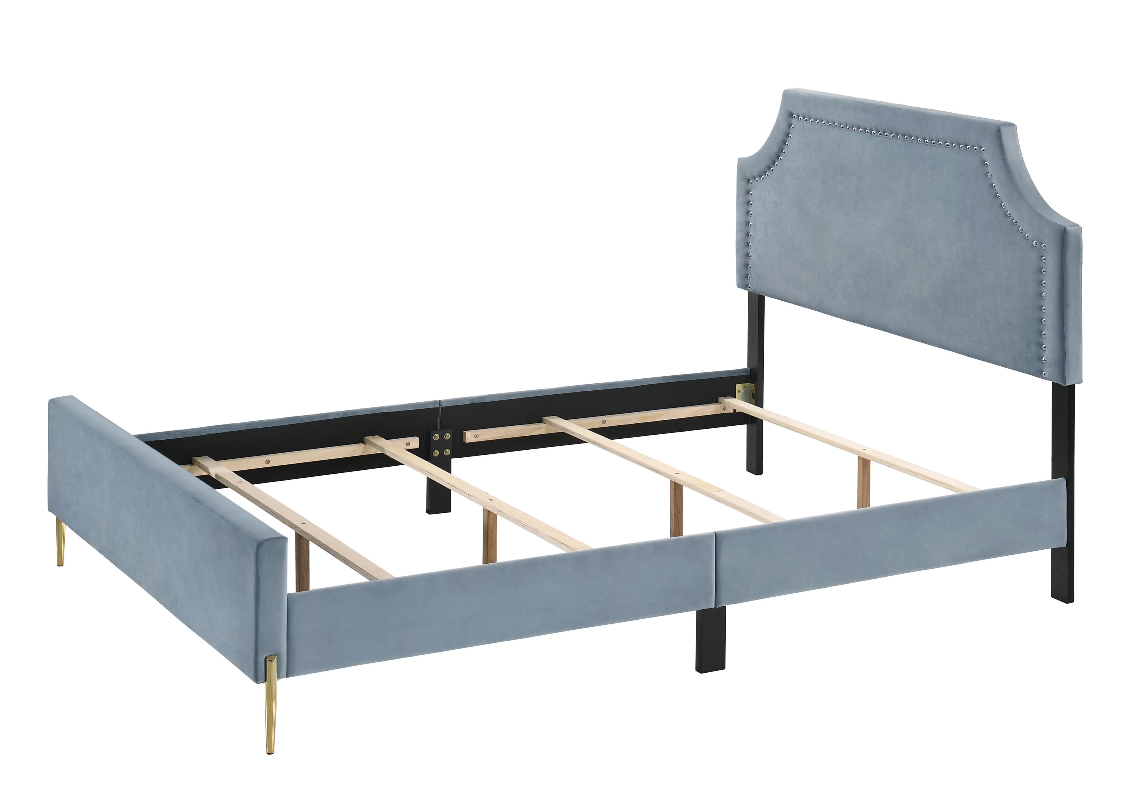 ACME Milla Eastern King Bed in Light Blue Velvet