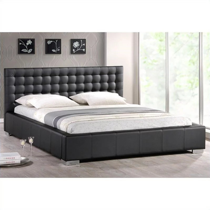 3 Piece Tufted Queen Platform Bedroom Set in Black