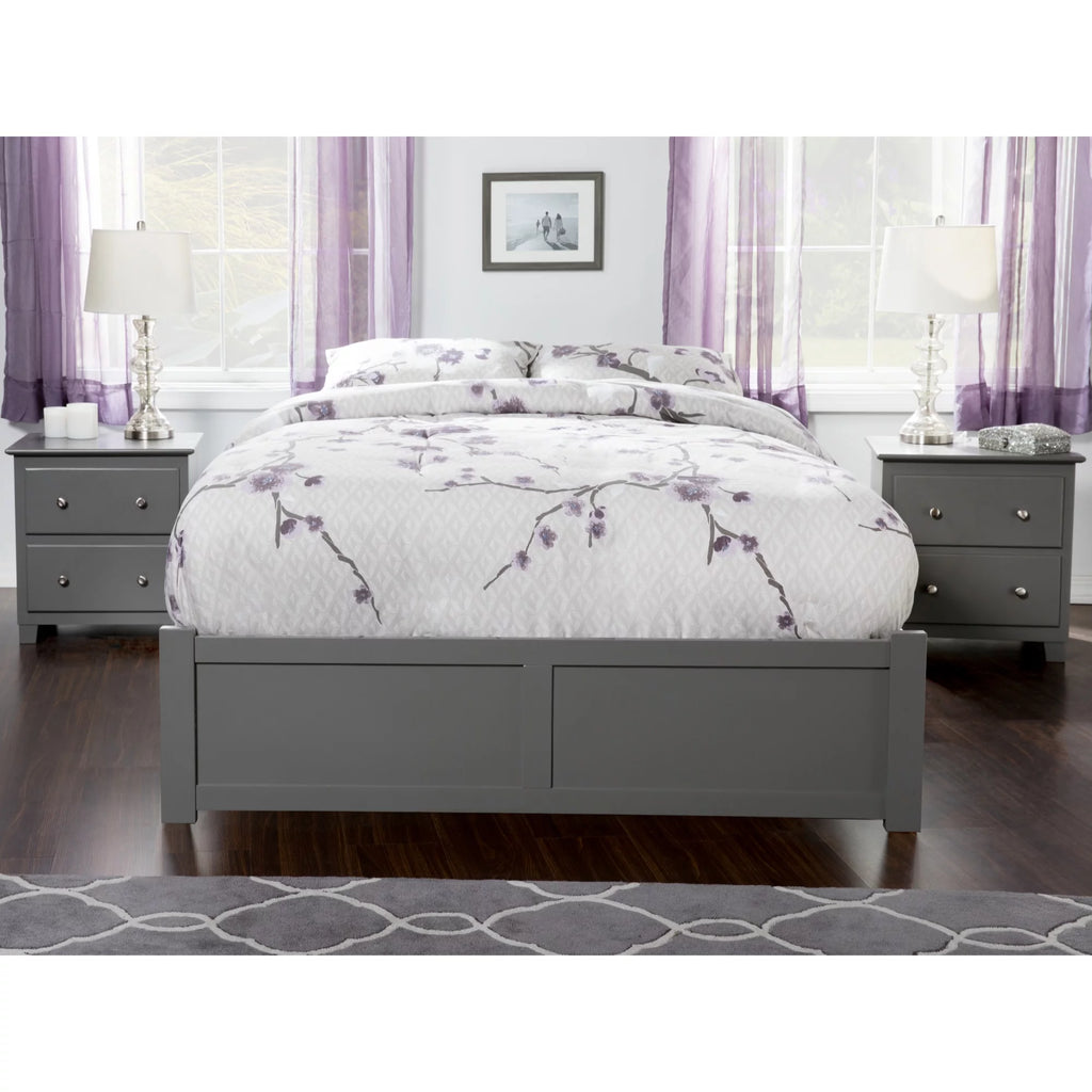 AFI Concord Queen Platform Solid Wood Panel Bed with Trundle in Gray