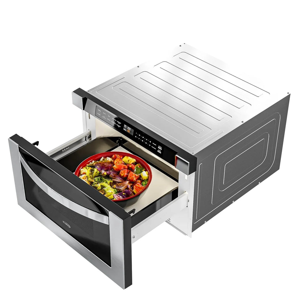 24 in. Stainless-Steel Microwave Drawer, Wall-Mounted with Flat Bottom, 1.2 Cu. Ft. (KM-MD-1SS)