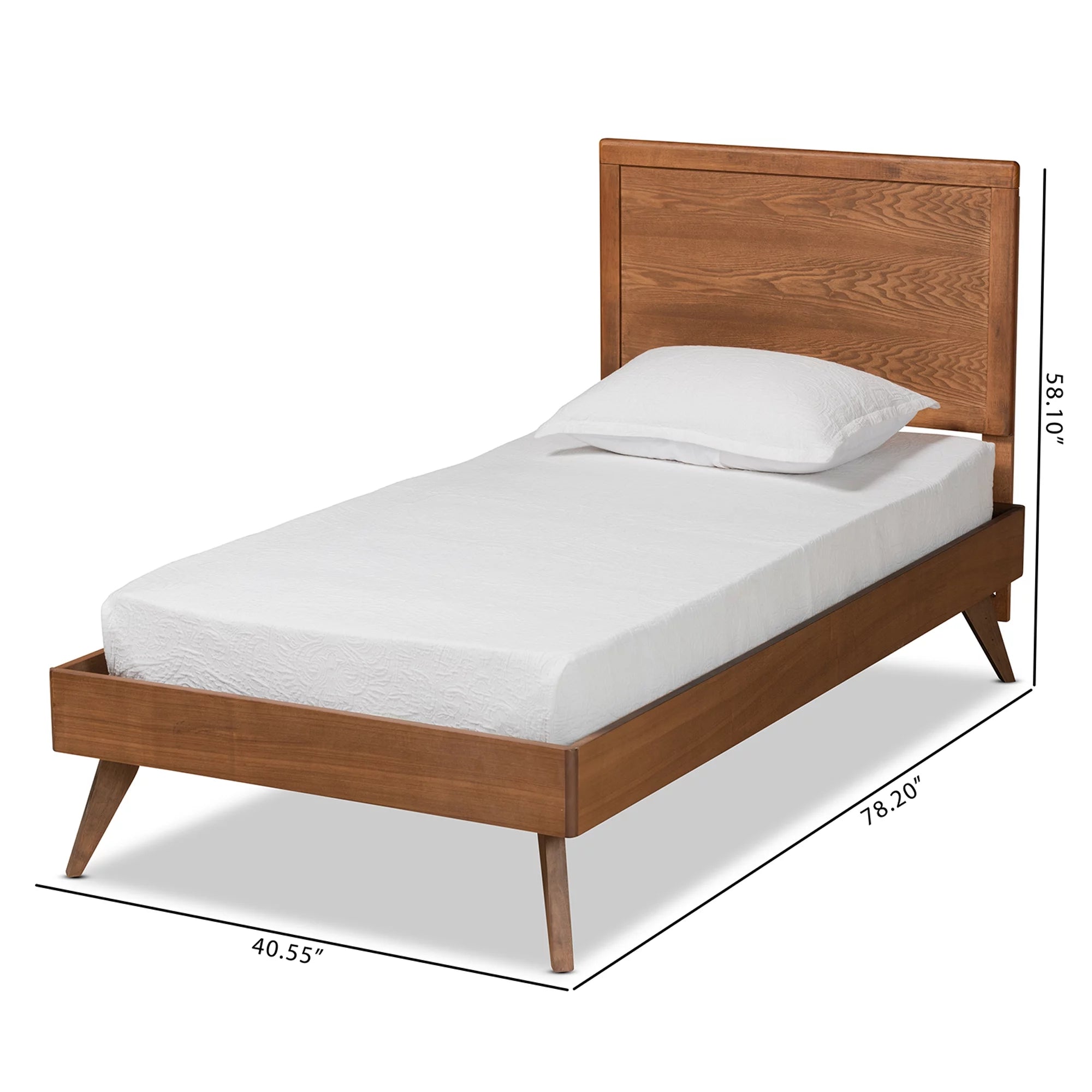 Baxton Studio Jiro Modern Engineered Wood Platform Bed, Twin, Walnut Brown