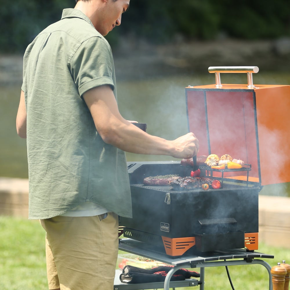 ASMOKE AS350 256-sg. in. Portable Wood Pellet BBQ Grill And Smoker Red