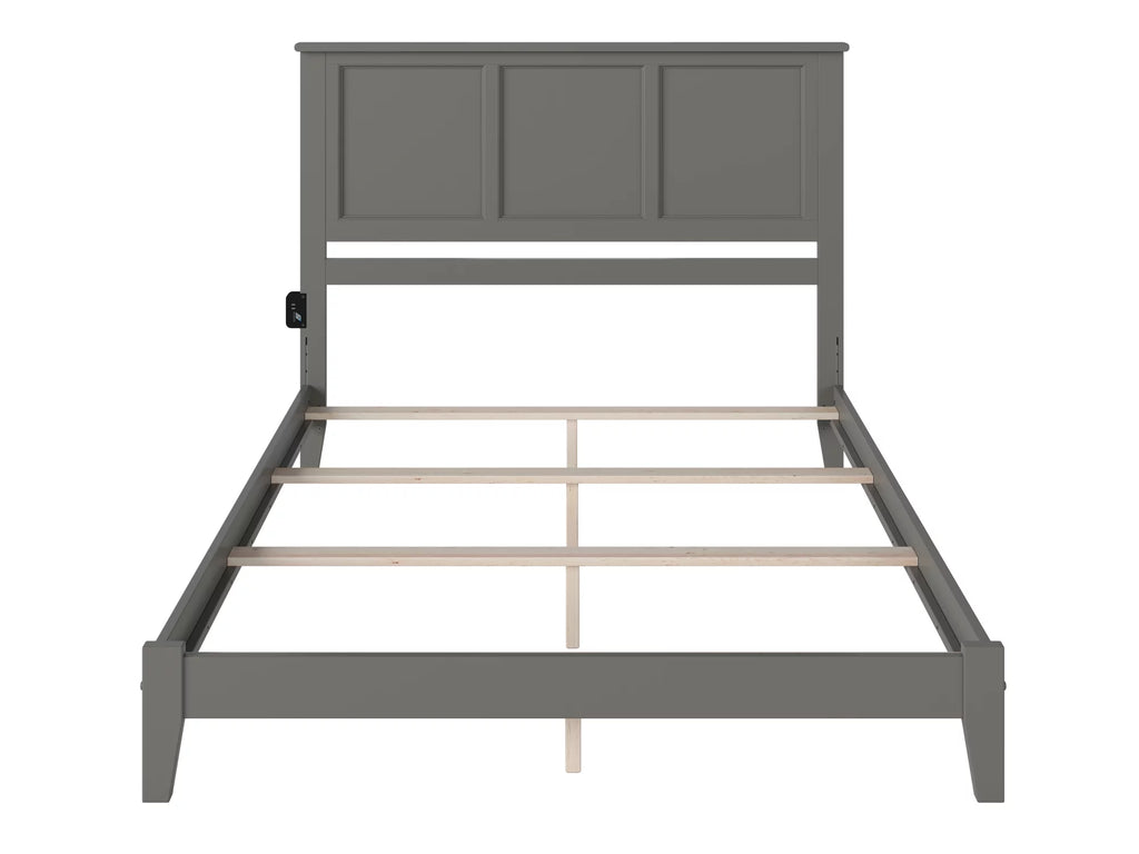 AFI Madison King Solid Wood Traditional Bed with Panel Headboard in Grey