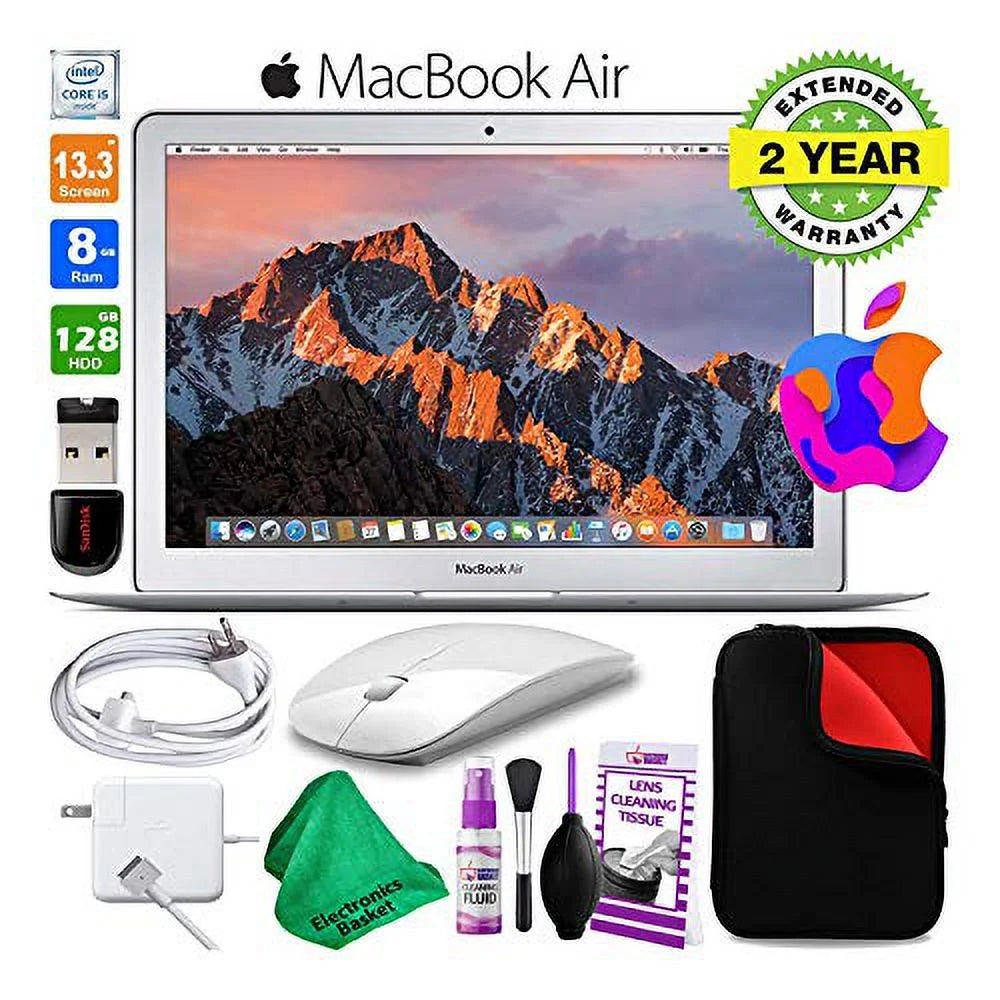 Apple MacBook Air 13 Inch 128GB (2017, Silver) (MQD32LLA) with Case + Warranty (New-Open Box)