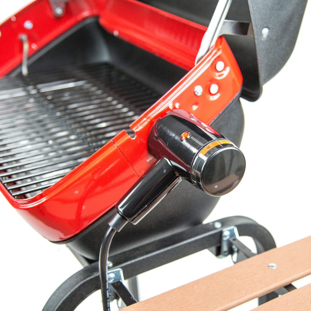 Americana Portable Electric Cart Grill with Two Folding Tables, Red