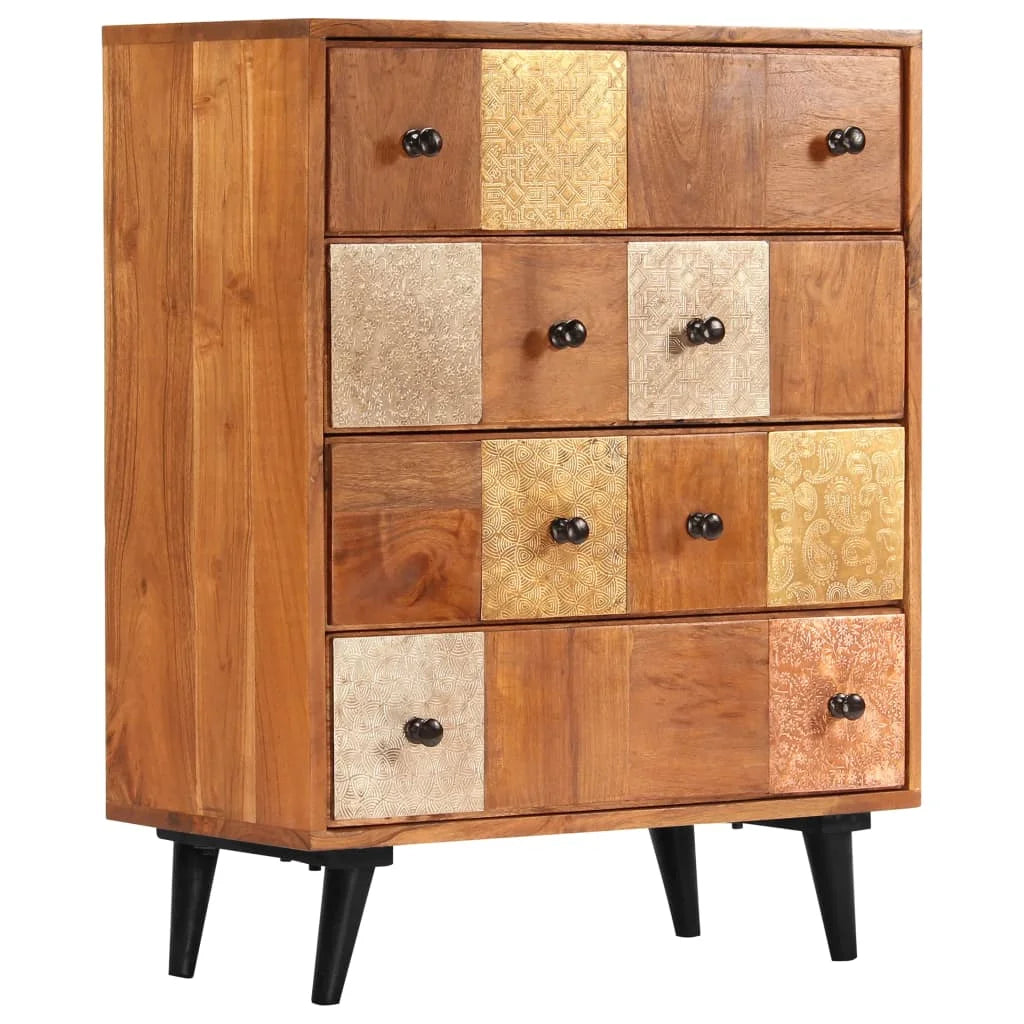 Anself Drawer Chest/Drawer Dresser, Chest of Drawers, Side Cabinet with 4 Drawers 23.6"x11.8"x29.5" Solid Acacia Wood