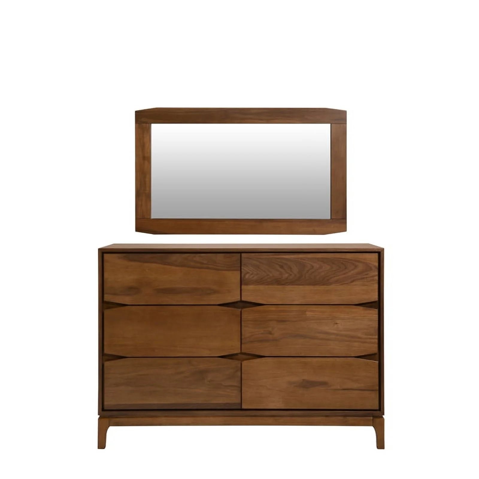 Allora Mid Century 6 Drawer Wood Dresser in Walnut