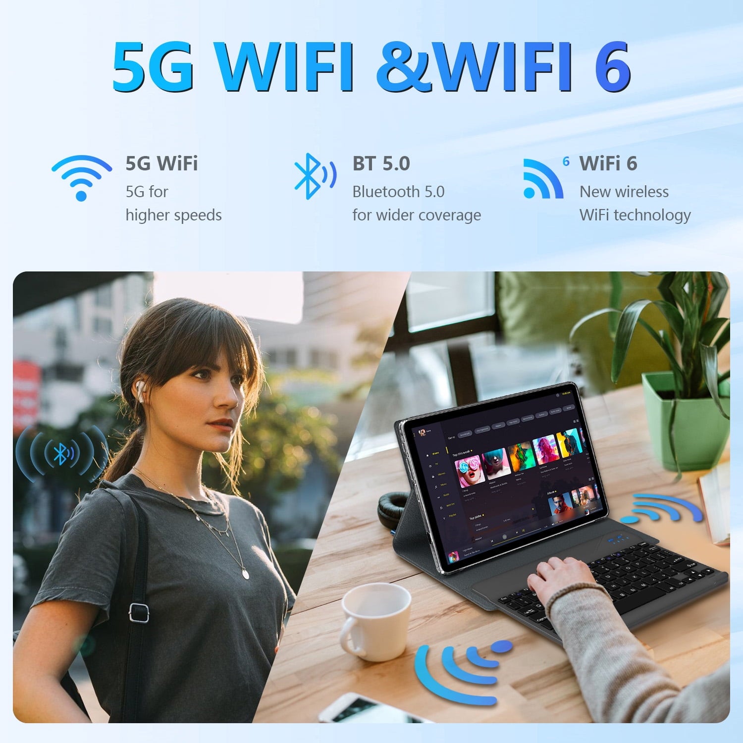 Android 13 Tablet 10.1" Android Tablet, 4gb+64gb Storage Tablet with Keyboard, Google GMS Certified, Dual 13MP+5MP Camera, WiFi, Bluetooth, GPS, IPS Full HD Display