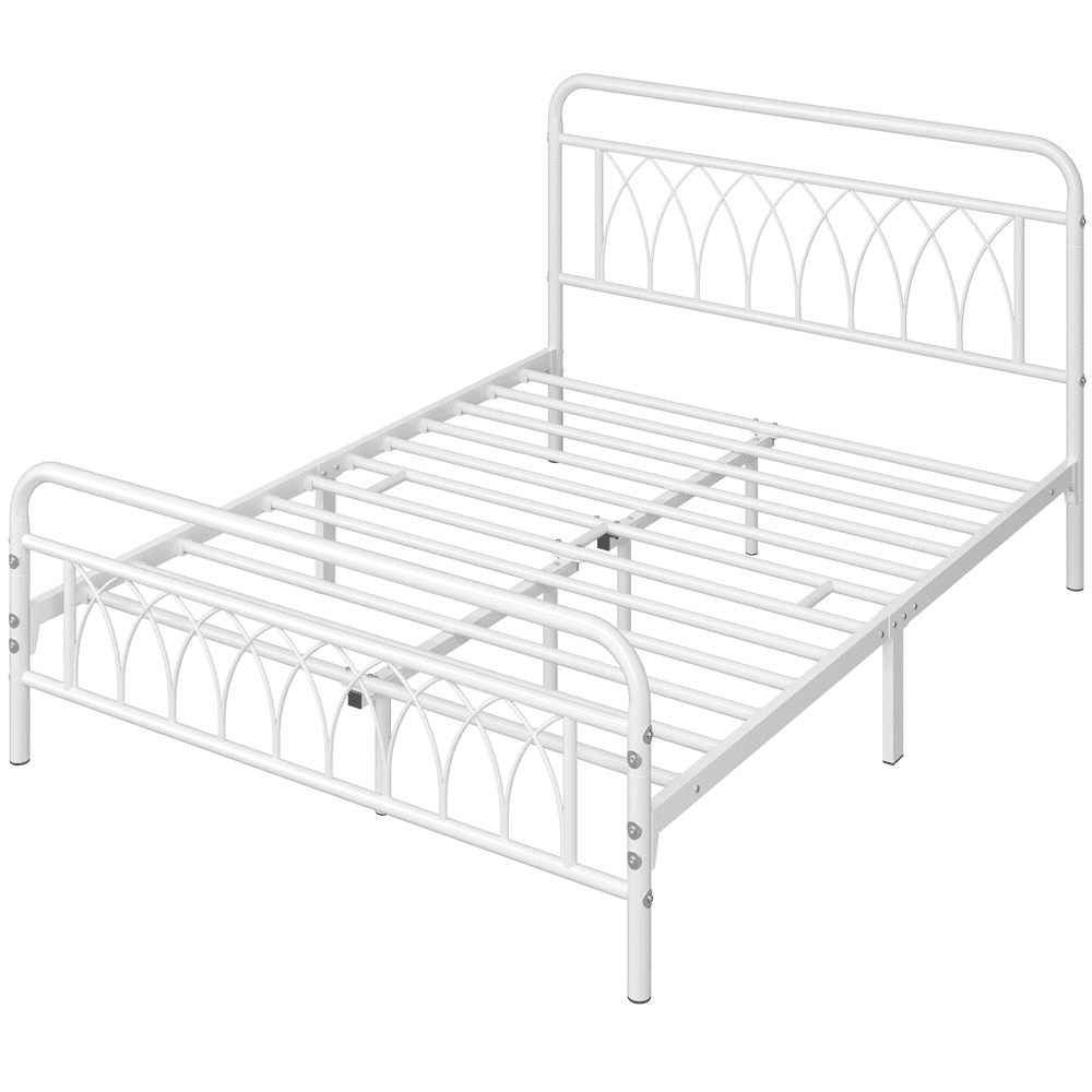 Alden Design Metal Platform Bed Frame with Headboard and Footboard, Twin, Antique Gold