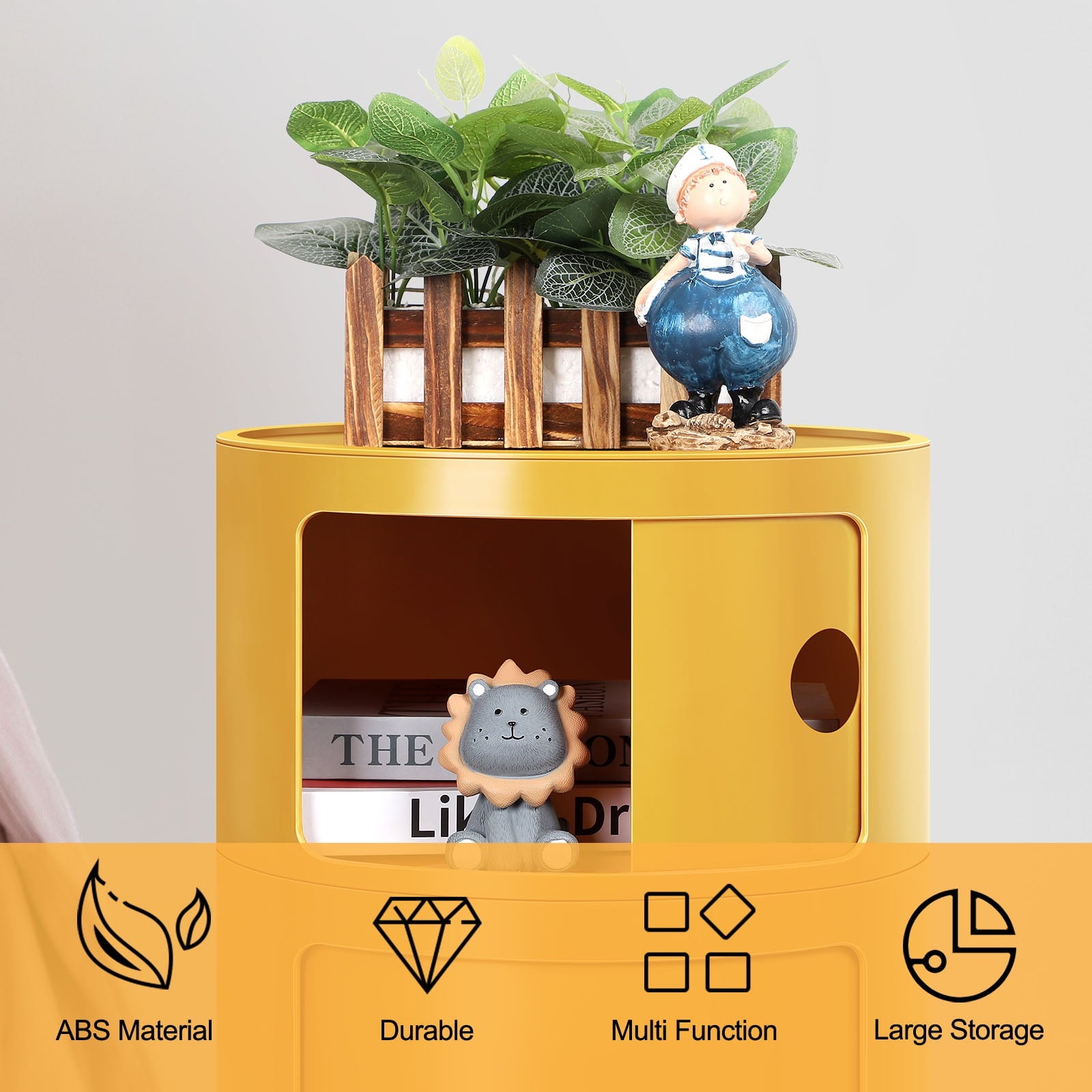 3 Drawer Sliding Barrel Modern Bedroom Nightstand, White