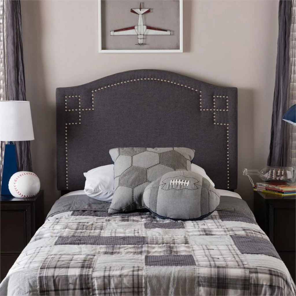 Allora Upholstered Twin Headboard in Dark Gray