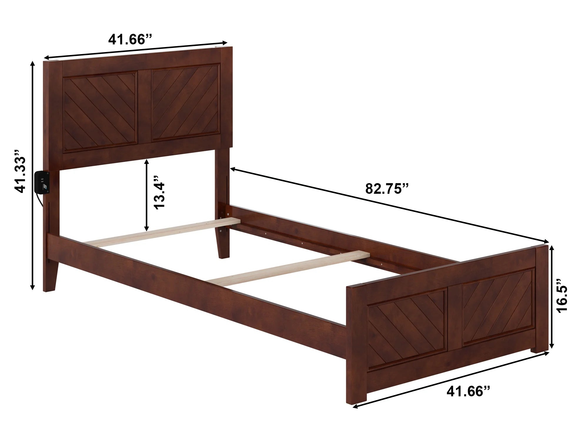 AFI Canyon Walnut Solid Wood Foundation Bed Frame with Matching Footboard, Twin XL