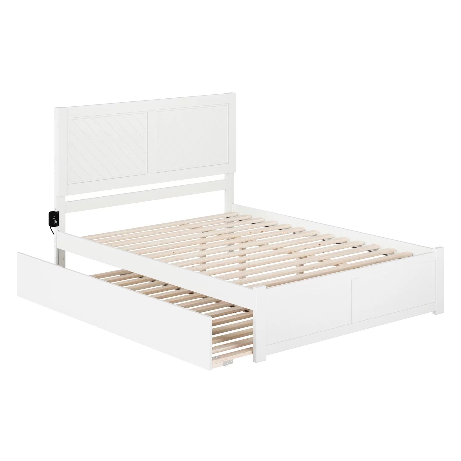 AFI Canyon Wood Queen Size Platform Bed with Twin XL Trundle in White