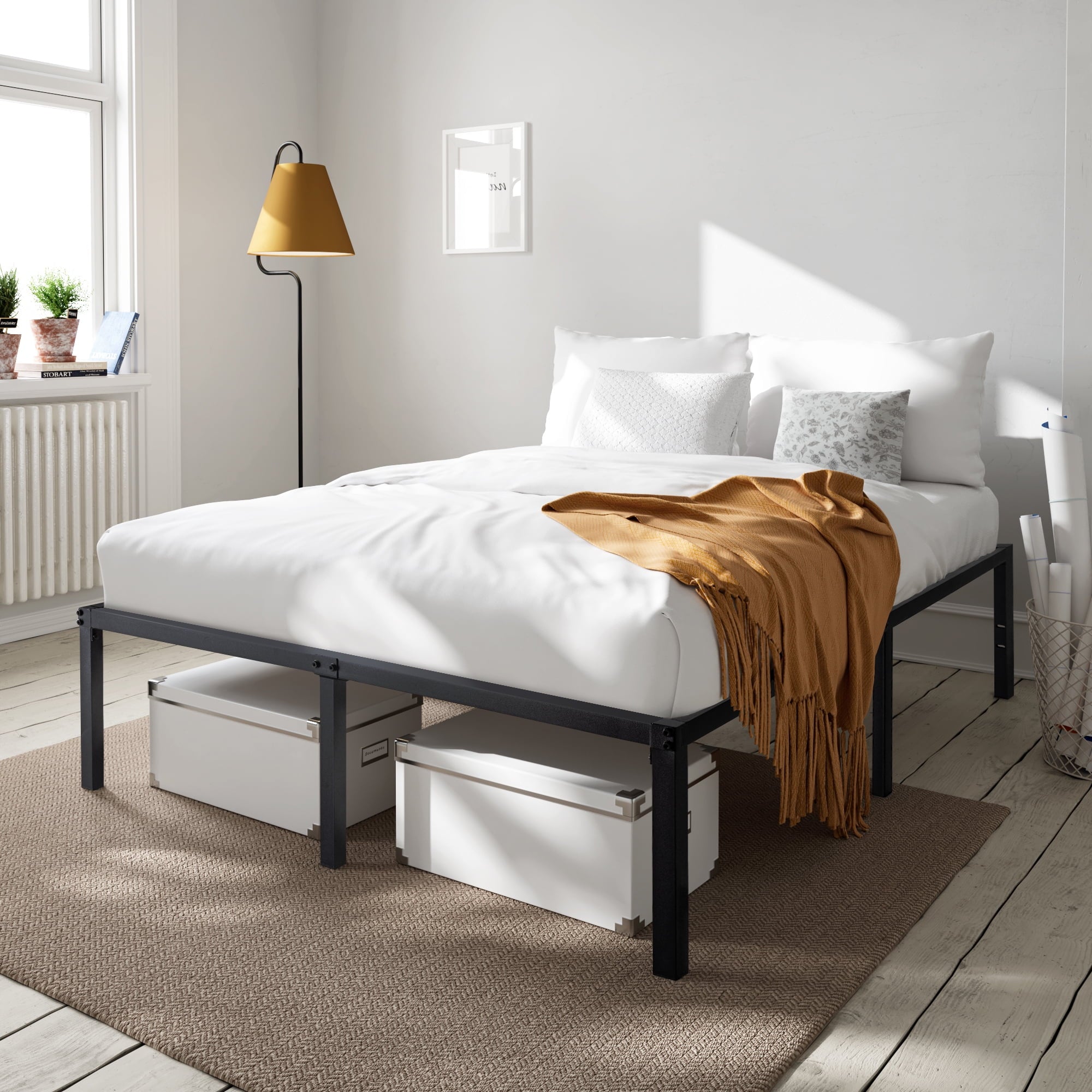 Amolife Heavy Duty Full Size Metal Platform Bed Frame with 16.5'' Large Under Bed Storage Space