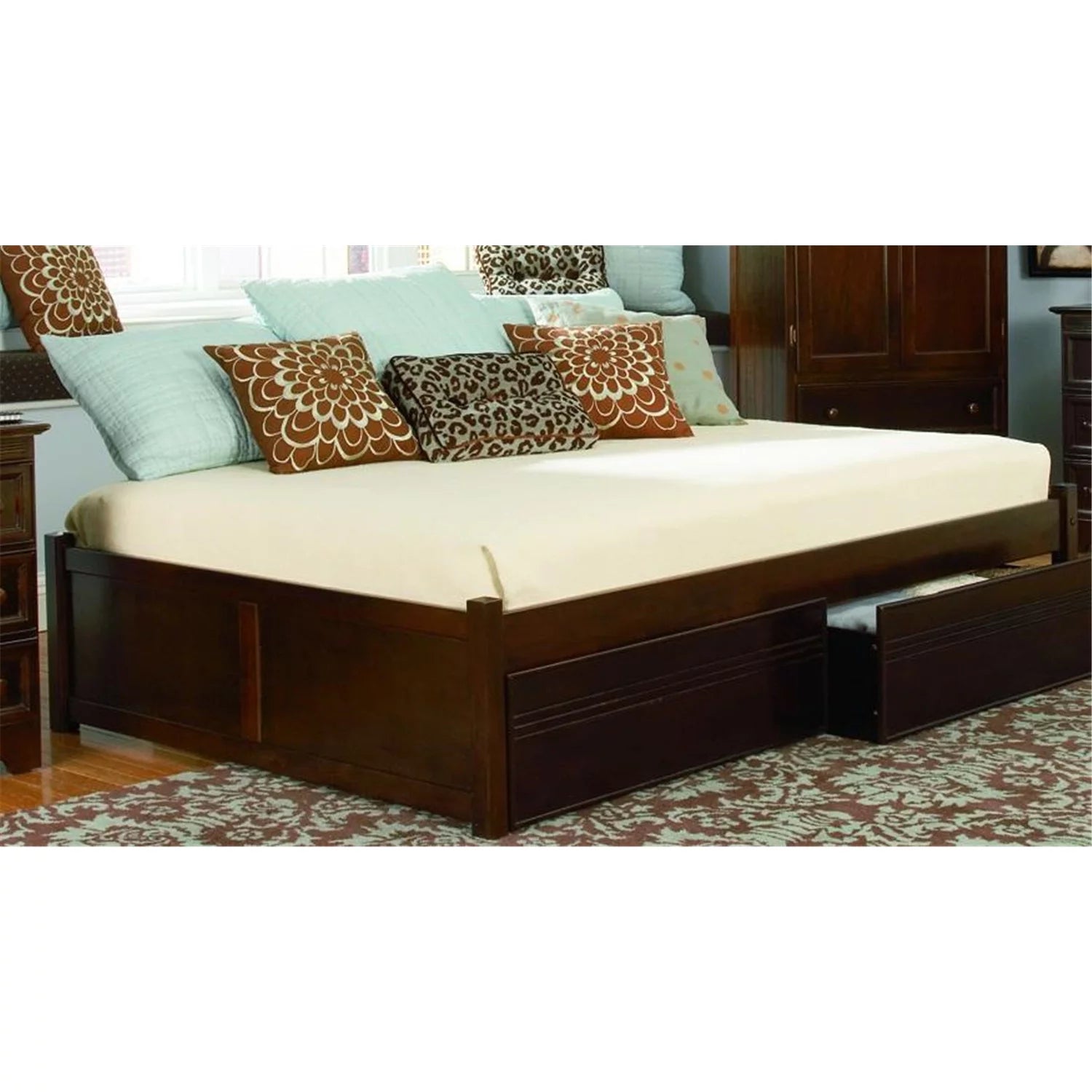 AFI Concord Platform Bed with Flat Panel Footboard-Color:Antique Walnut,Size:King