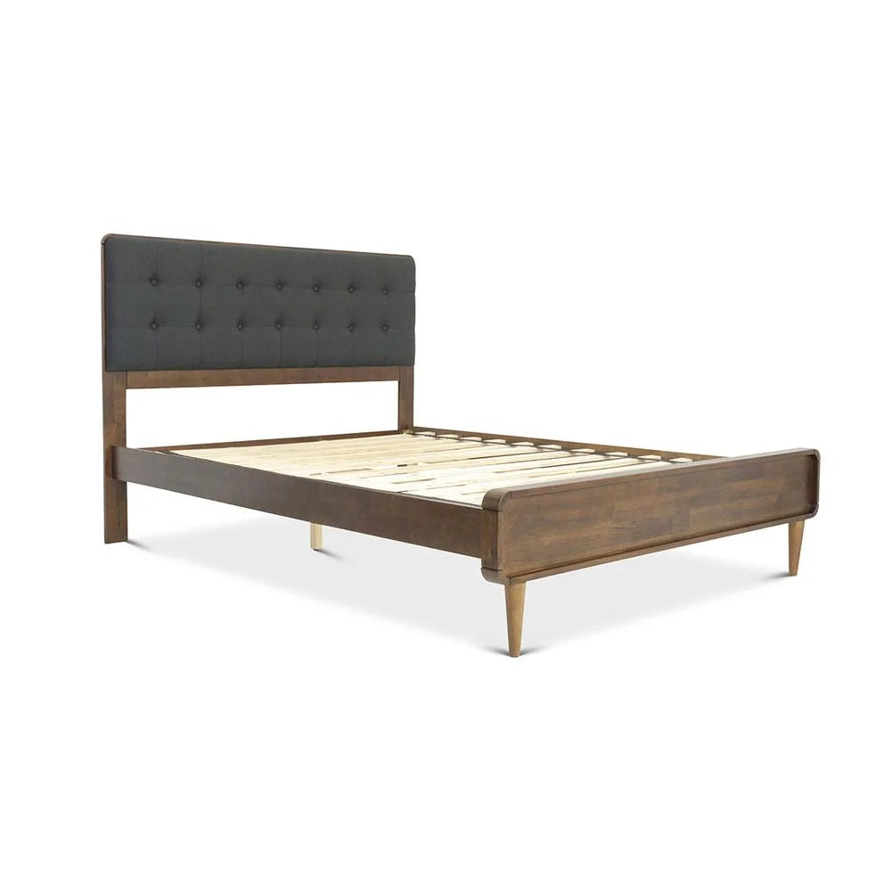 Angelica Mid Century Modern Gray Fabric Upholstered King Platform Bed