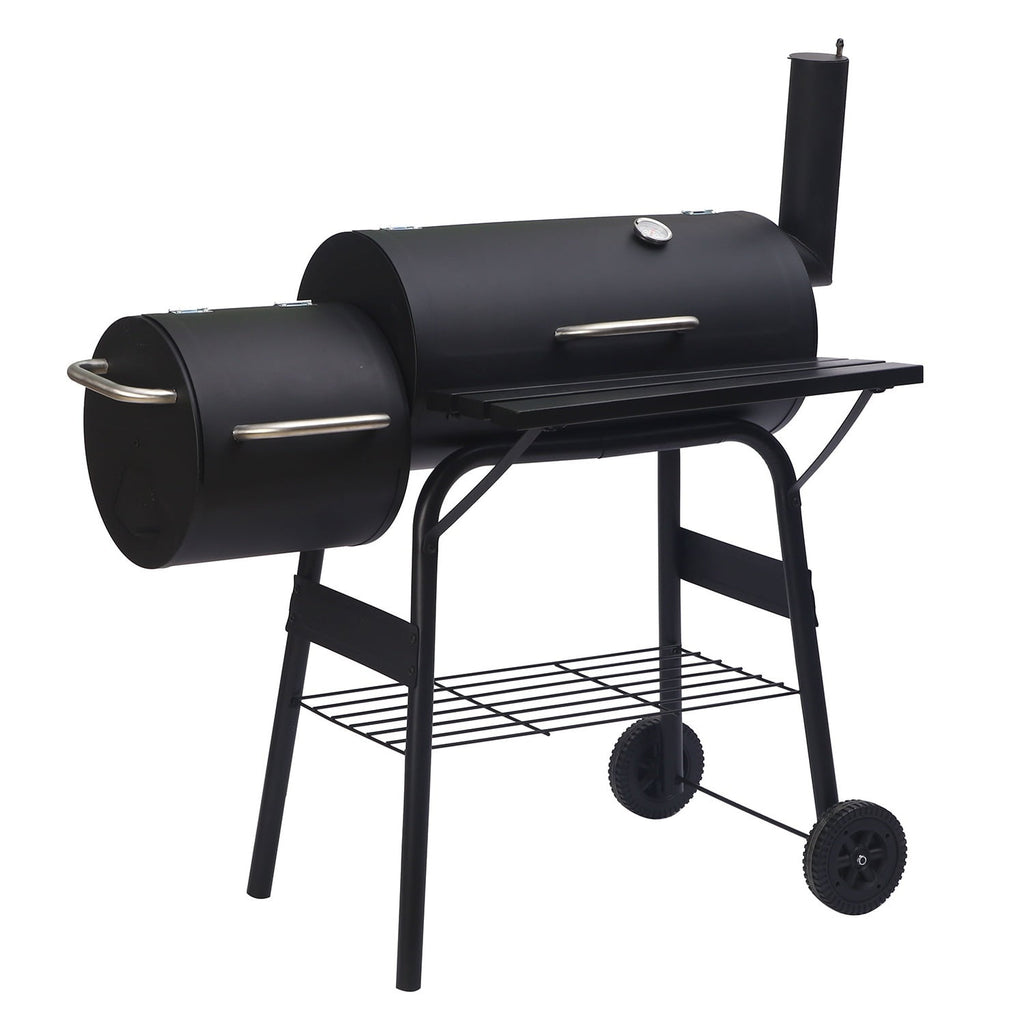 AKIUDEX Outdoor Portable BBQ Charcoal Grill with Offset Smoker for Pit Patio Backyard, Black
