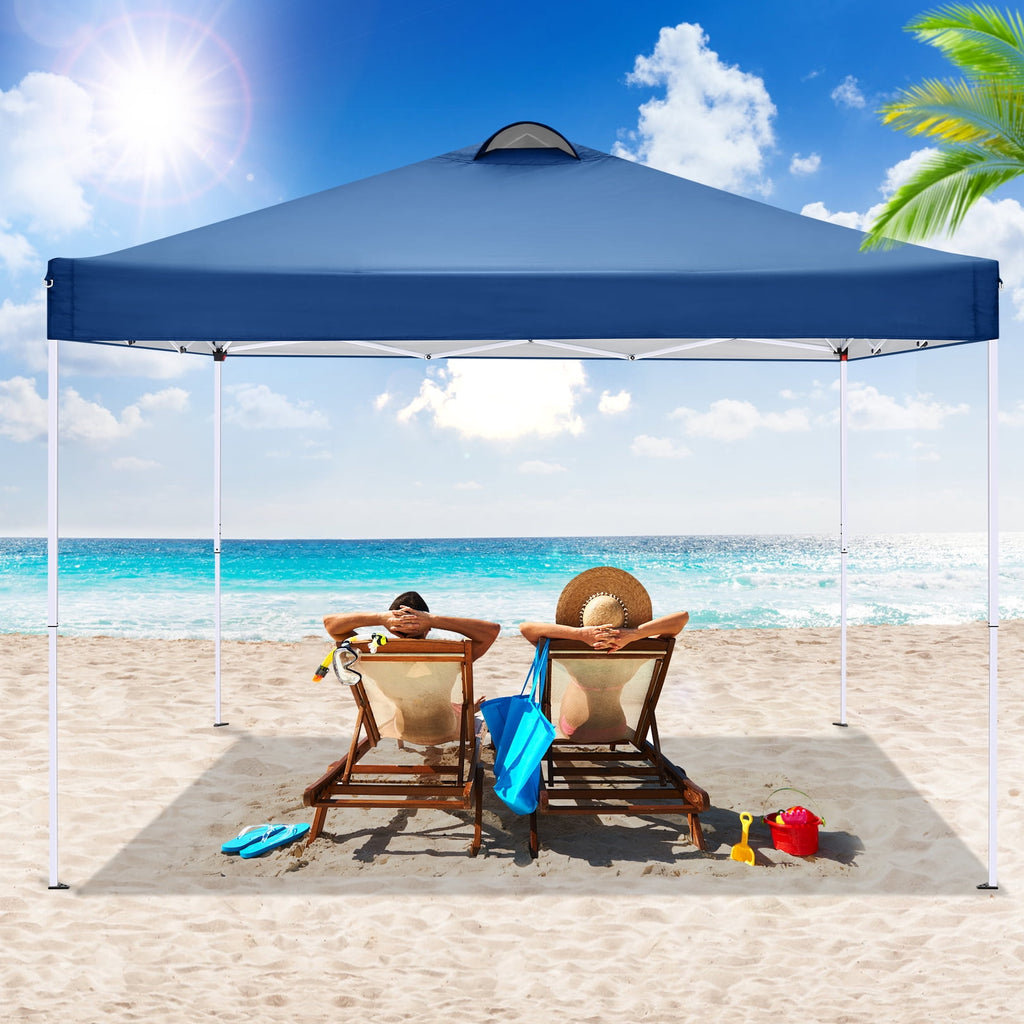 10'x10' EZ Pop Up Canopy with Top Vent, Large Commercial Tent, Waterproof and Sunproof with 4 Removable Sidewalls, Suitable for Weddings come with 4 Sandbags (Black)