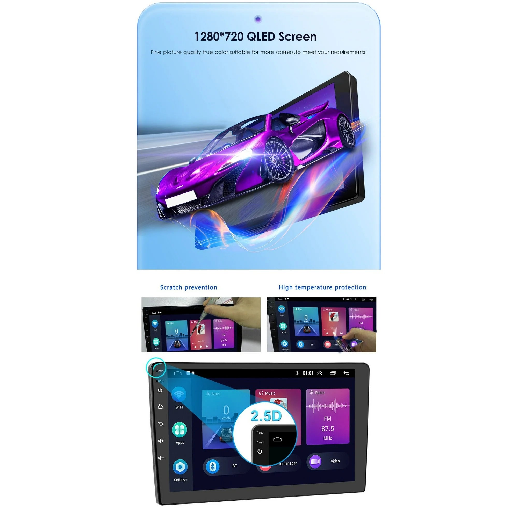 2+32G Android Radio Stereo fit 2007-2012 Toyota Yaris 9" 1280*720 HD in-Dash GPS Navigation CarPlay Android Auto