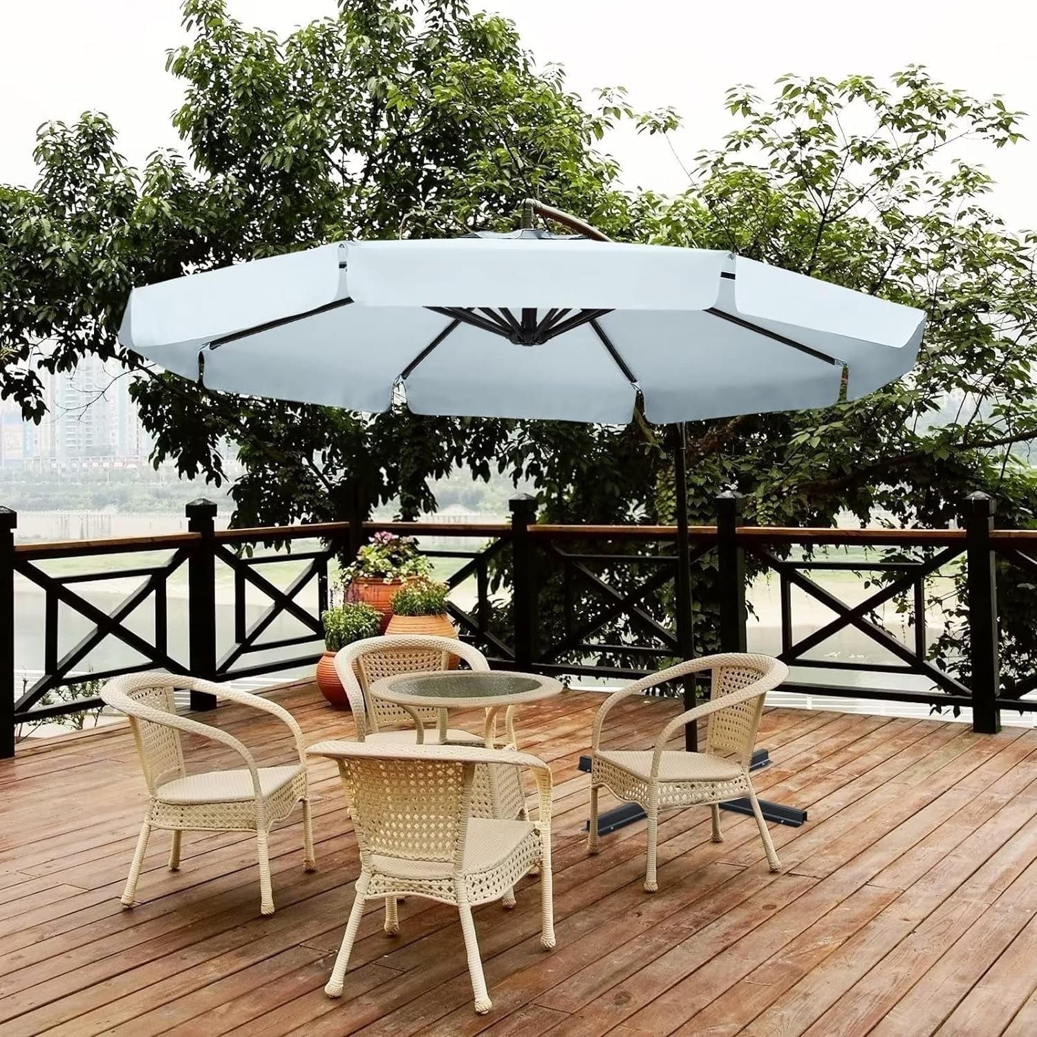 ABCCANOPY 10 FT Patio Umbrellas with Crank & Cross Base for Garden, Backyard, Pool and Beach, 12+ Colors(Turquoise)