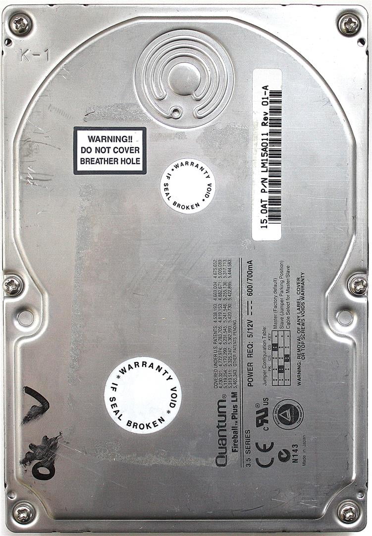 15GB, QUANTUM FIREBALL PLUS LM, 15.0AT LM15A011 REV 01-A