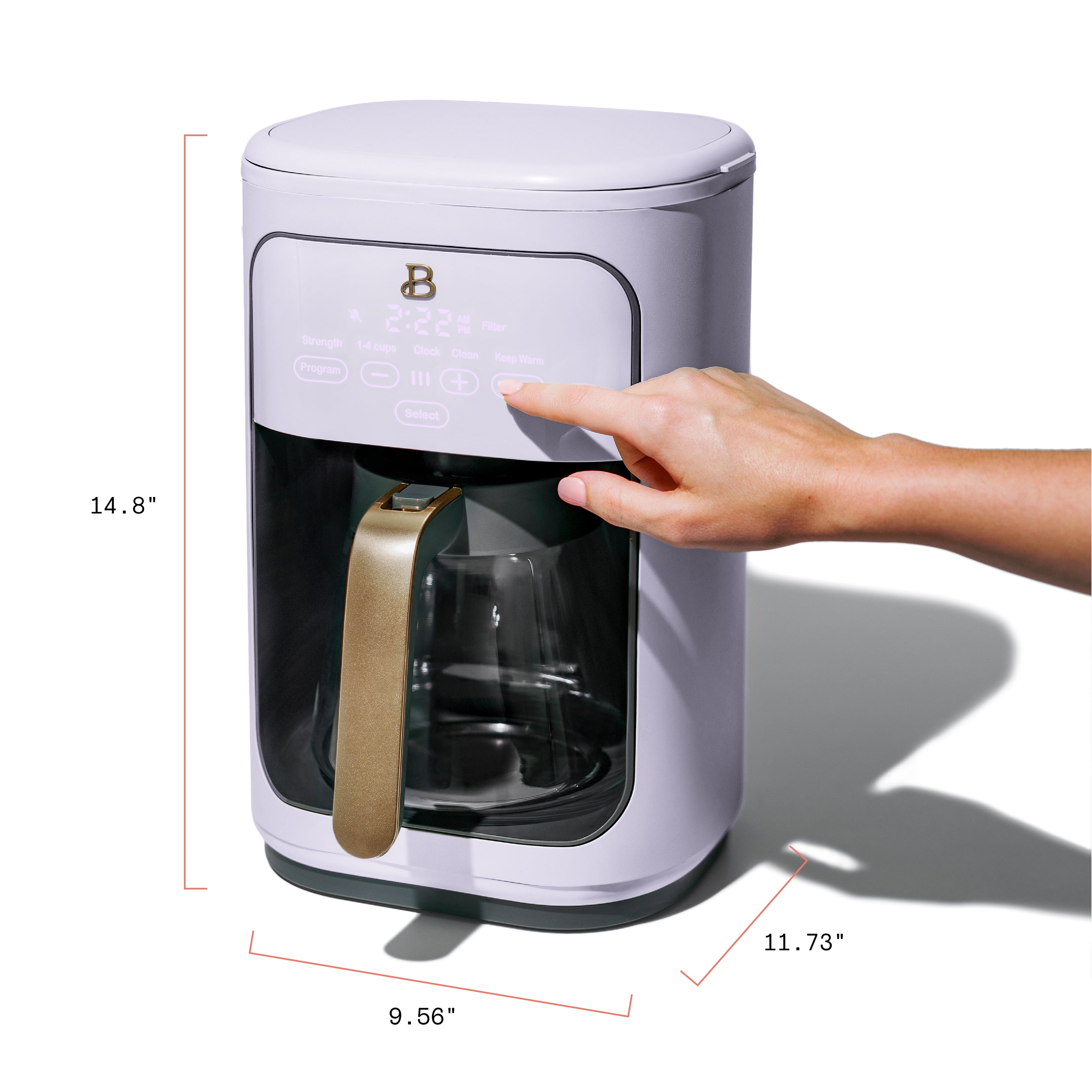 Beautiful 14-Cup Programmable Drip Coffee Maker with Touch-Activated Display, White Icing by Drew Barrymore