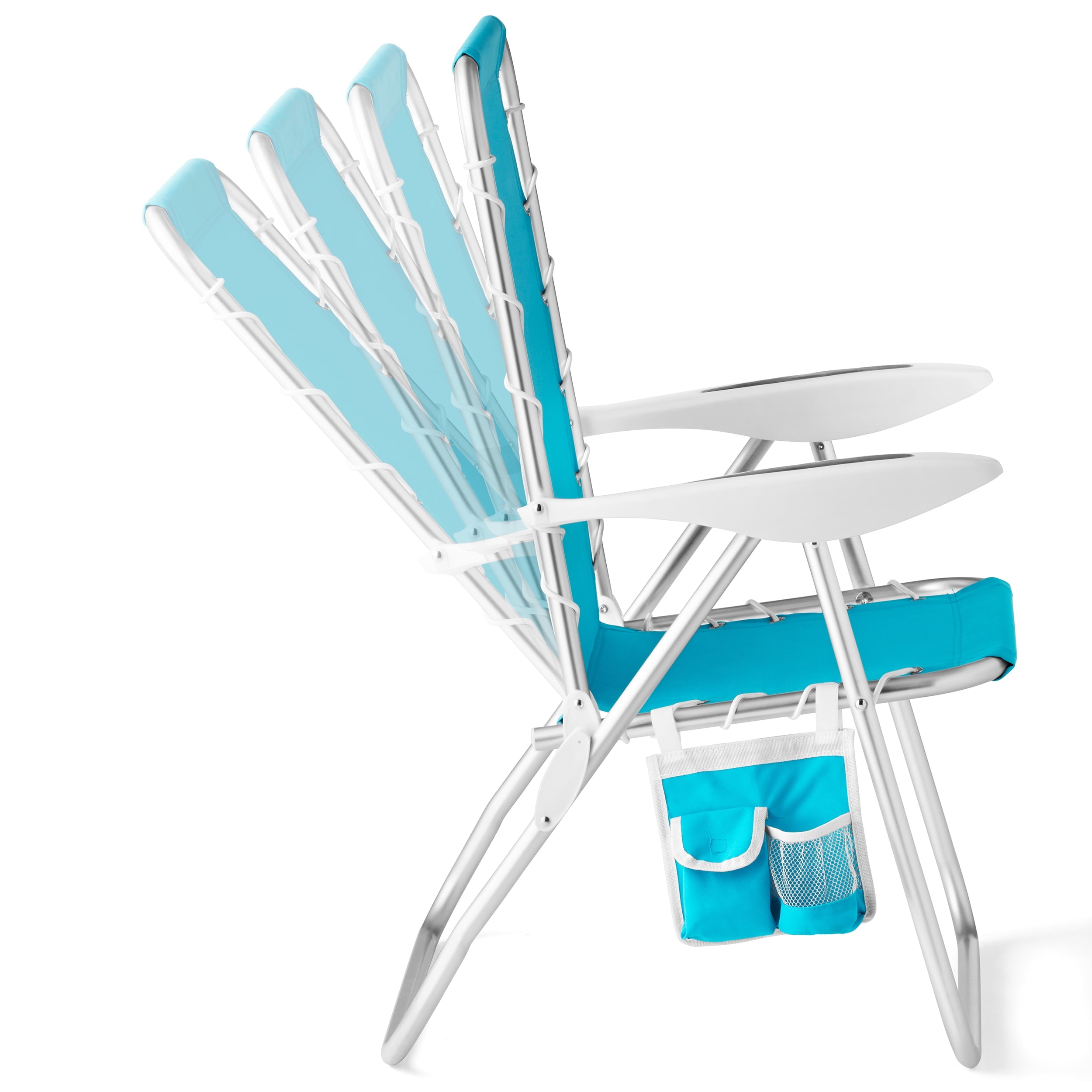 2-Pack Mainstays Reclining Bungee Beach Chair, Teal